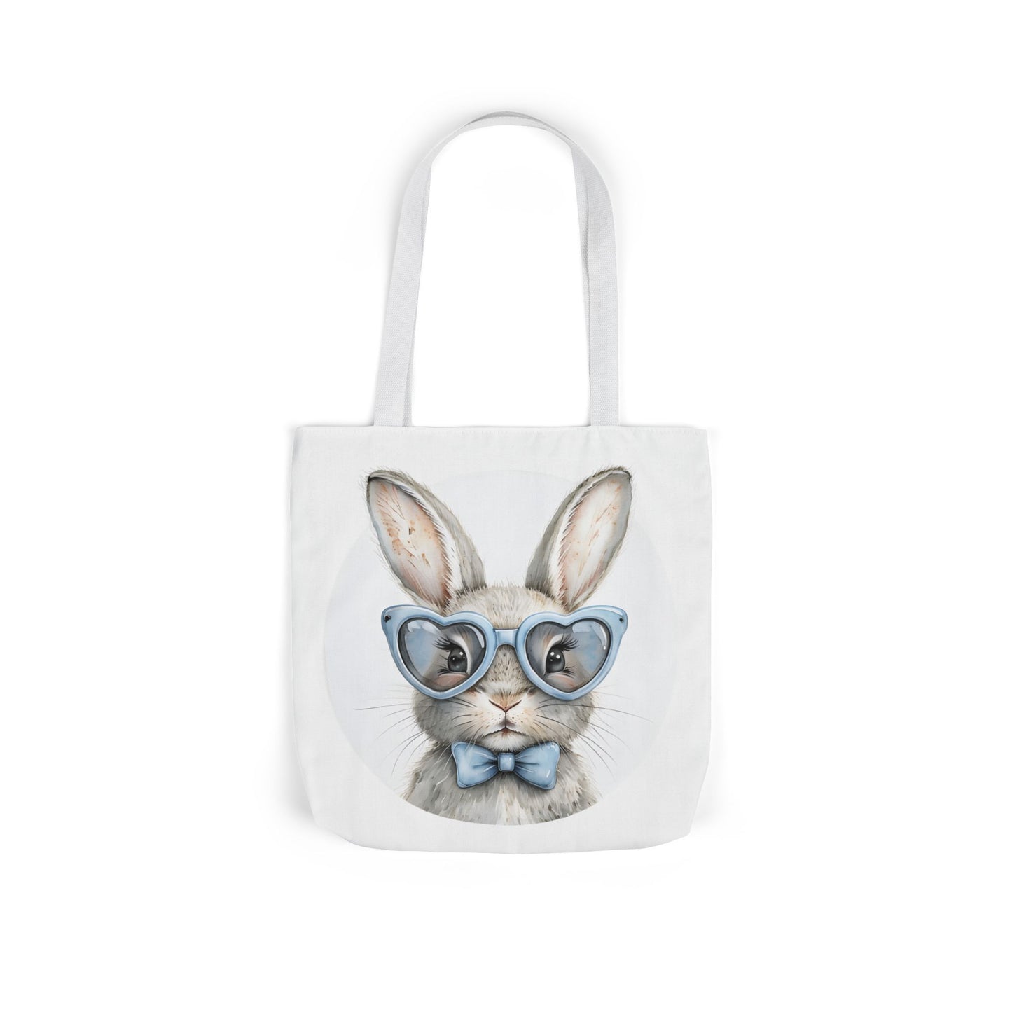 Cute Double Sided Bunny Canvas Tote Bag, Eco-Friendly Shopping Bag, Easter Gift, Spring Style Tote, Bunny Lover's Tote, 3-Color Straps