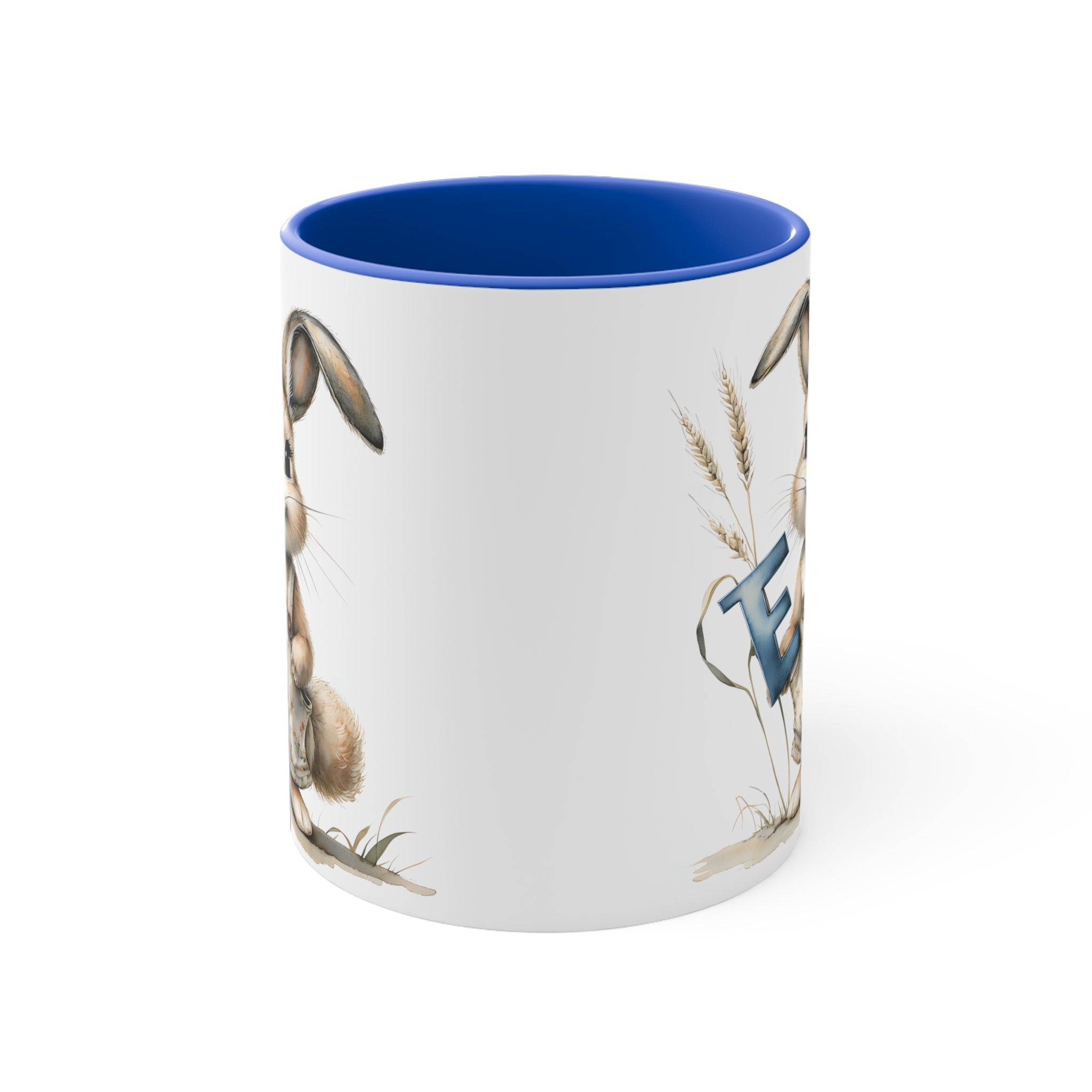 Whimsical Letter E Bunny Accent Mug, Cute Rabbit Coffee Cup, Perfect for Easter, Gift for Kids, Fun Decor Item, Springtime Beverage Holder