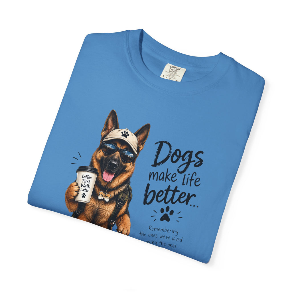 Dog Lovers German Shepherd T‑Shirt — "Dogs Make Life Better" Graphic Tee