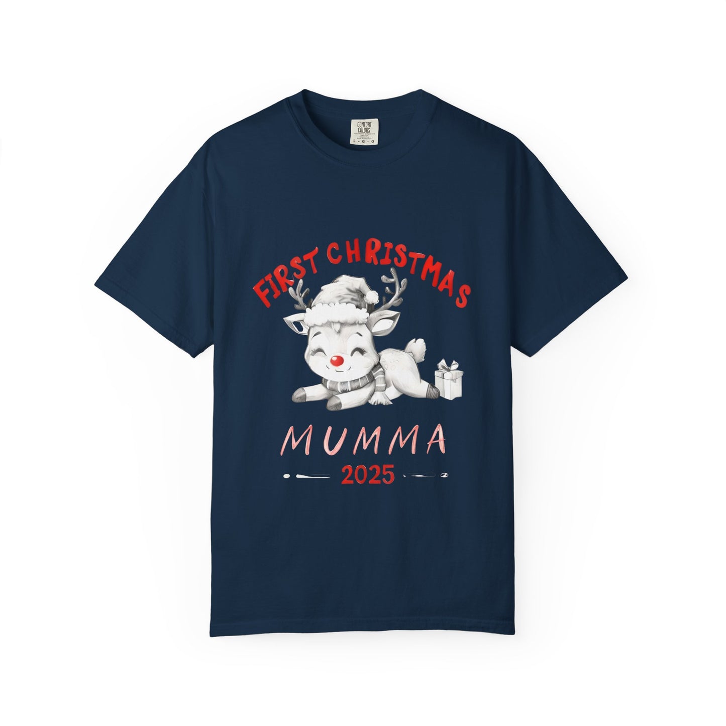 First Christmas Mumma 2025 T-Shirt — Baby's First Christmas Reindeer Tee