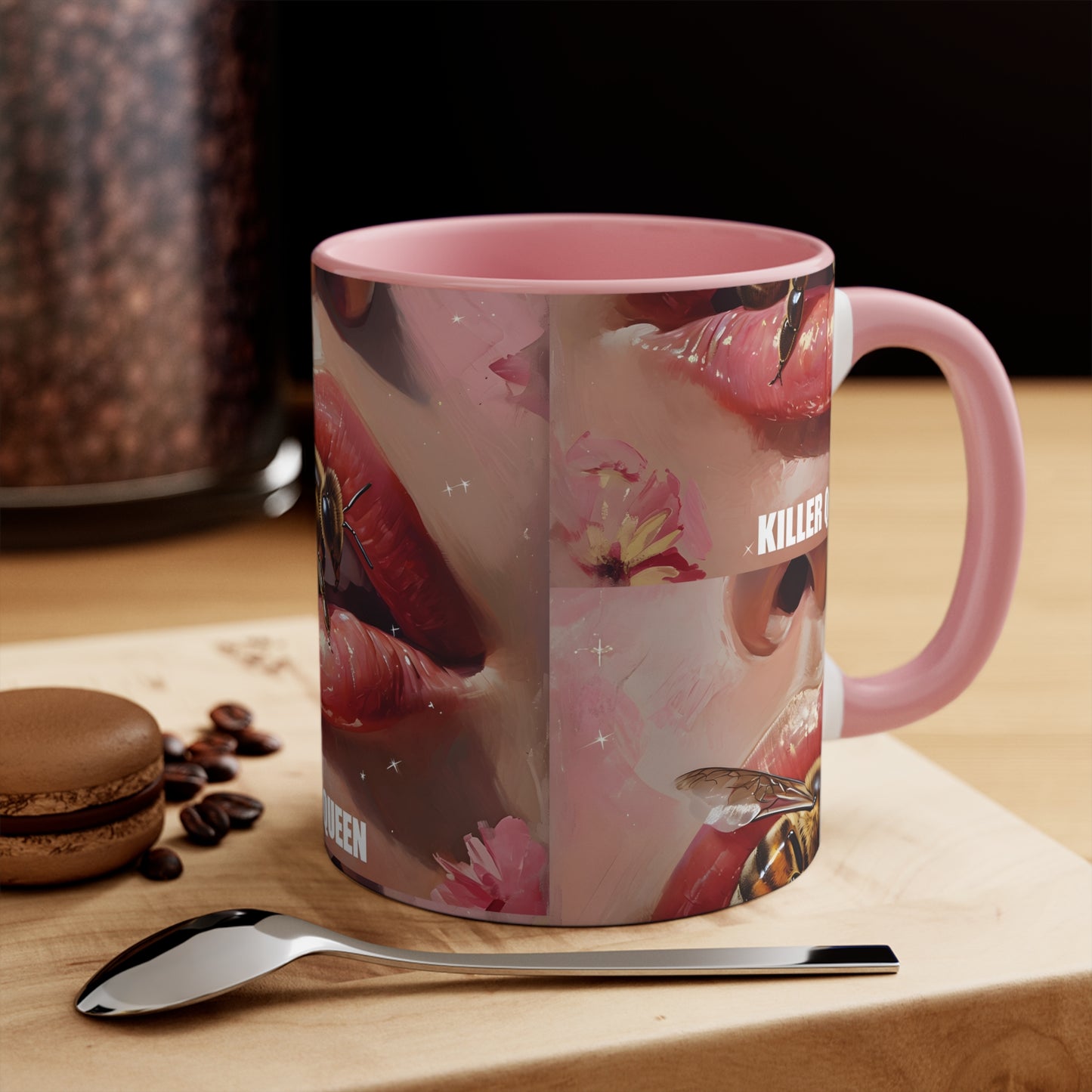 Surreal Killer Queen Bee Coffee Mug, Colorful Art Mug, 11oz Accent Mug, Unique Gifts, Home Decor, Bee Lover Gift, Artistic Drinkware