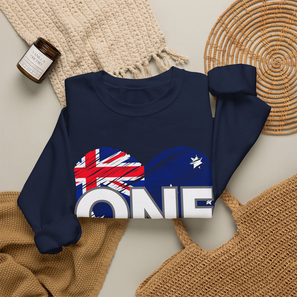 Australia ONE Heart Crewneck Unity Sweatshirt – Patriotic Aussie Design