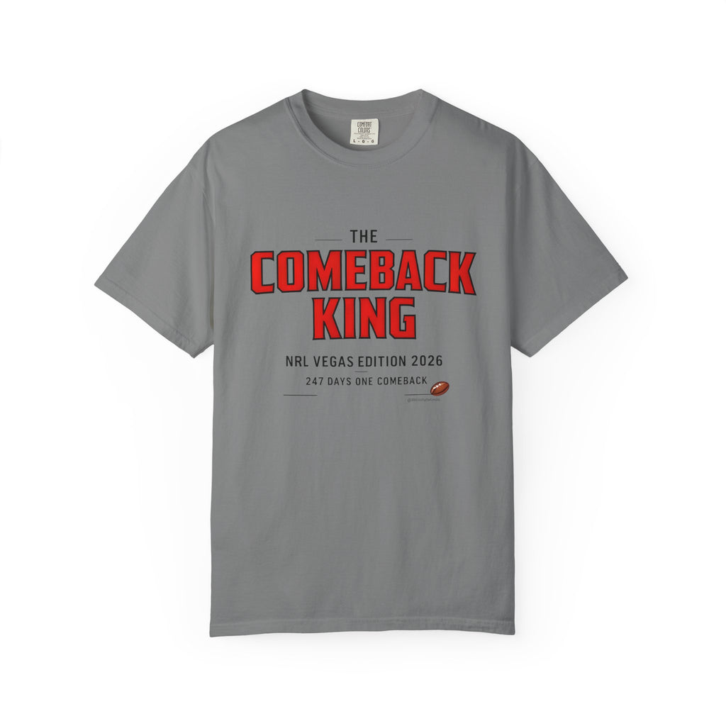 The Comeback King 'Ponga' NRL Vegas Edition 2026 Graphic T-Shirt — 'The Comeback King' Sports Humour Tee with Definition Print