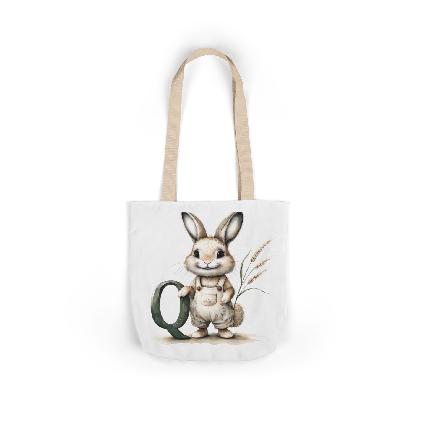 Cute Letter Q Rabbit Canvas Tote Bag - Eco-Friendly Shopping, Gift Bag, Farmer's Market, Kid's Lunch, Summer Fun