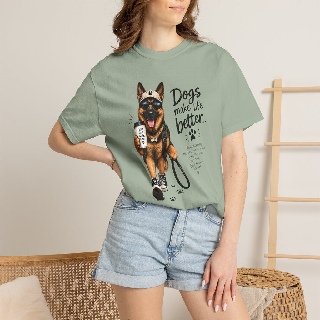 Dog Lovers German Shepherd T‑Shirt — "Dogs Make Life Better" Graphic Tee