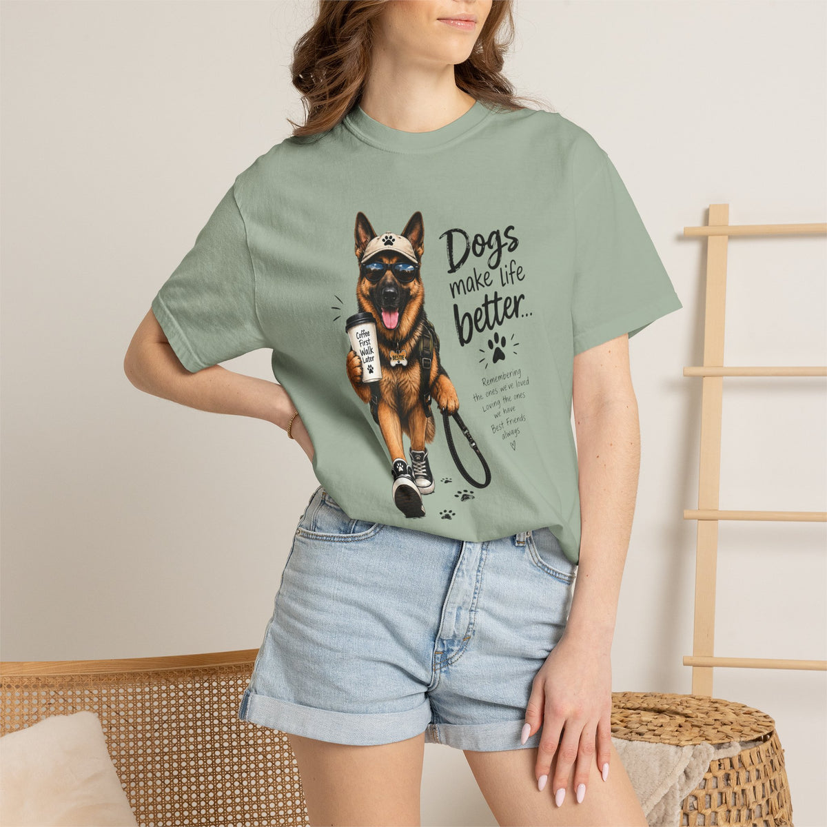 Dog Lovers German Shepherd T‑Shirt — "Dogs Make Life Better" Graphic Tee