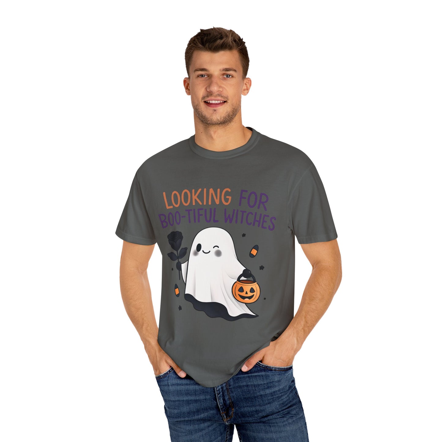 Halloween Ghost T-Shirt, Cute Witch Tee, Unisex Graphic Tee, Fall Apparel, Spooky Season Shirt