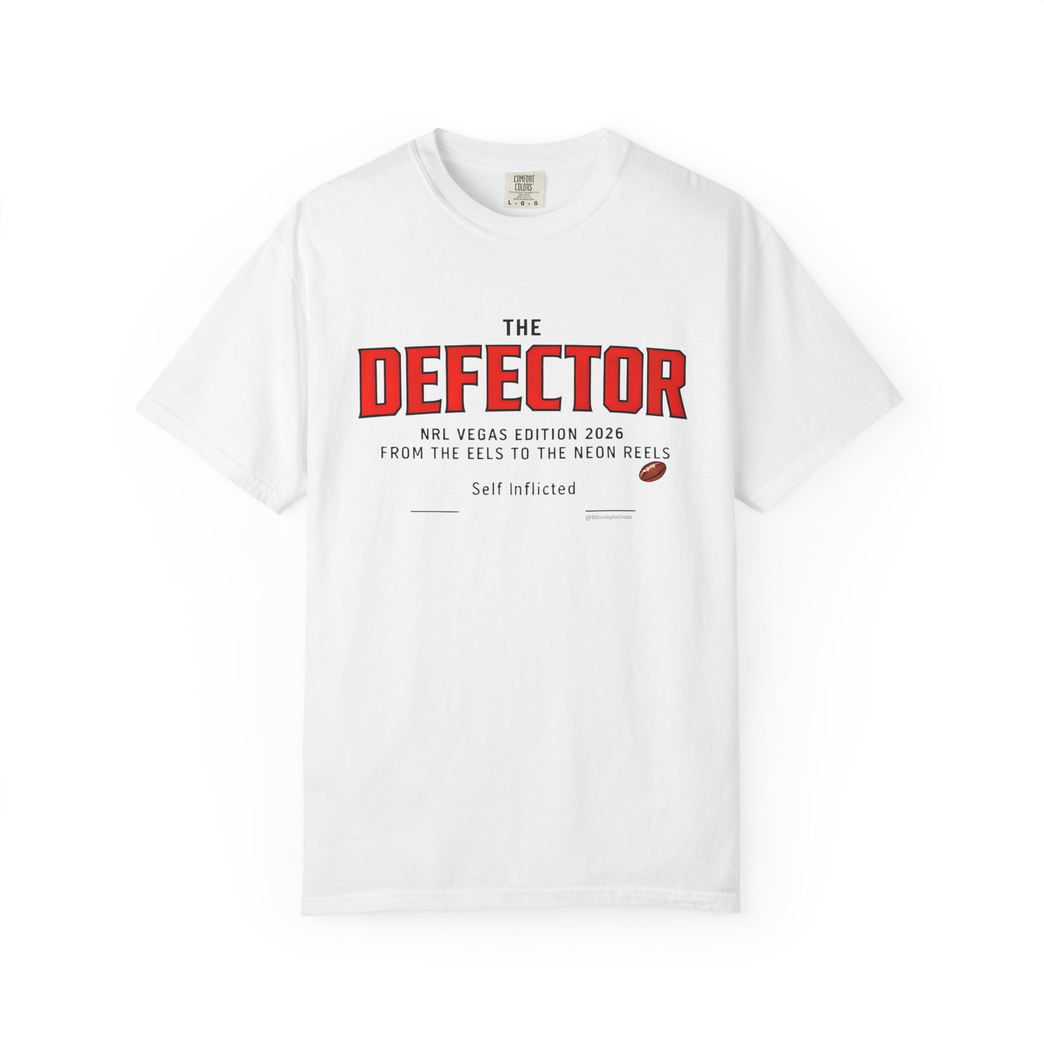 The Defector  "Brown" - NRL Vegas Edition 2026  Graphic T-Shirt — 'The Defector - NRL Vegas Edition 2026' Sports Humour Tee with Definition Print