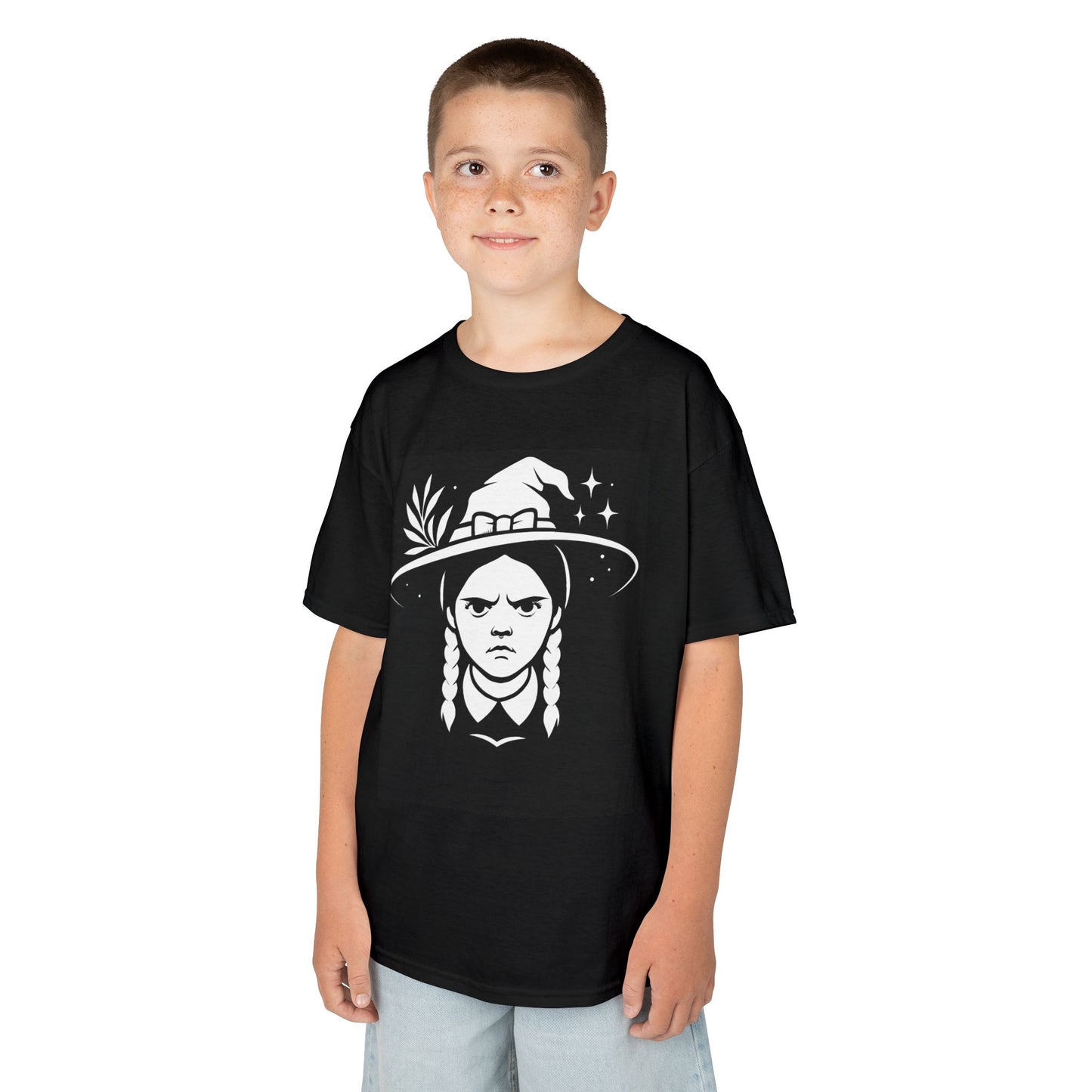 Kids Black Graphic Tee - Witchy Vibes, Perfect for Halloween, Birthdays, Everyday Wear, Magician Costume, Cool Kids Fashion