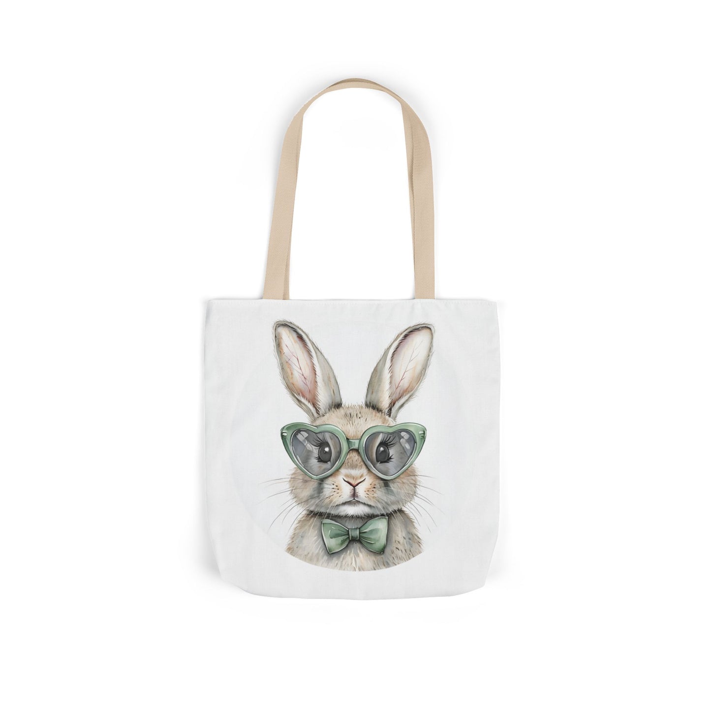 Playful Double Sided Bunny Canvas Tote Bag with 5-Color Straps, Eco-Friendly, Spring Gift, Perfect for Easter, Cute Animal Lover Bag