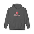 Dark gray unisex hoodie with front kangaroo pocket, drawstring hood, and lollipop graphic