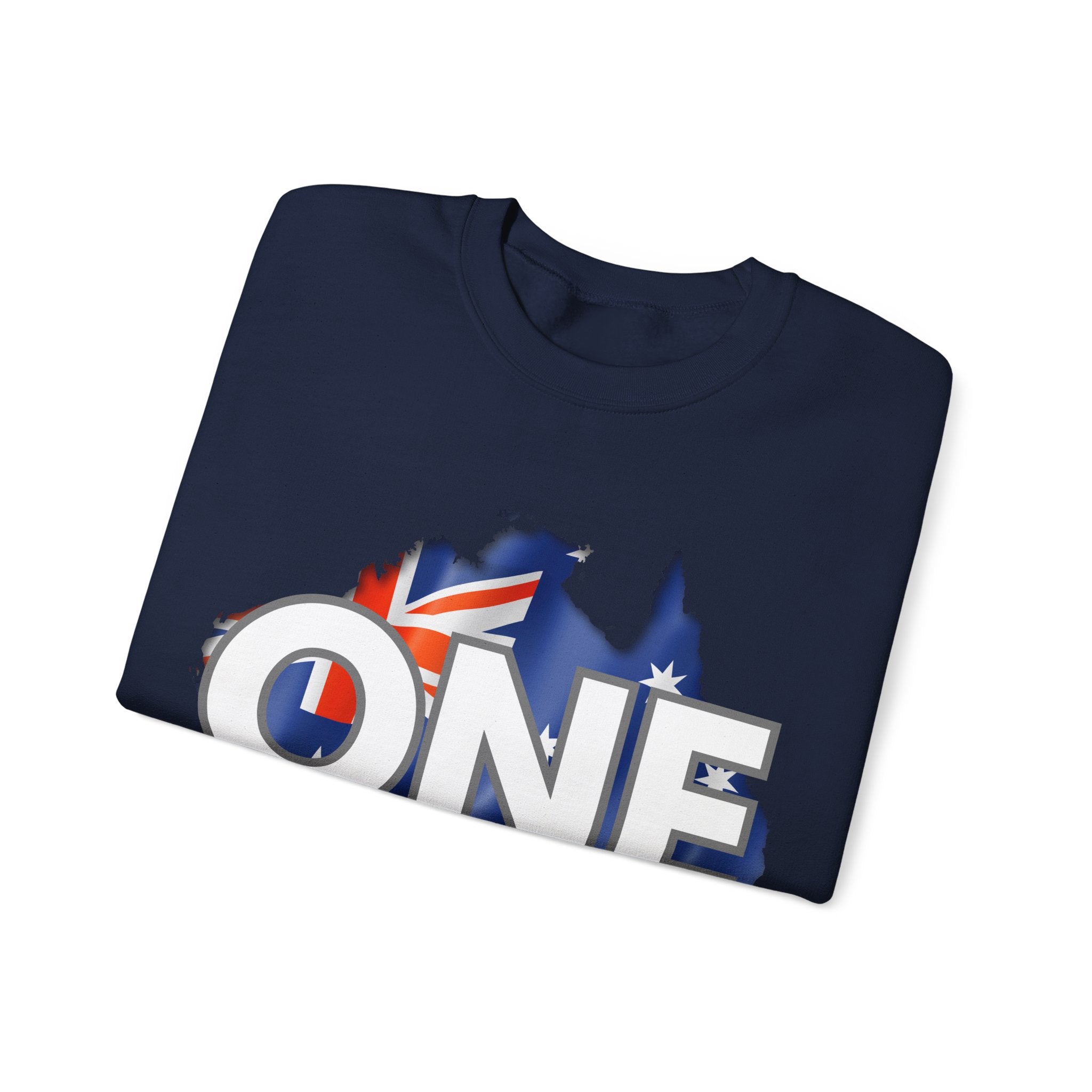 Australia ONE Flag Crewneck Unity Sweatshirt – Patriotic Aussie Map Design