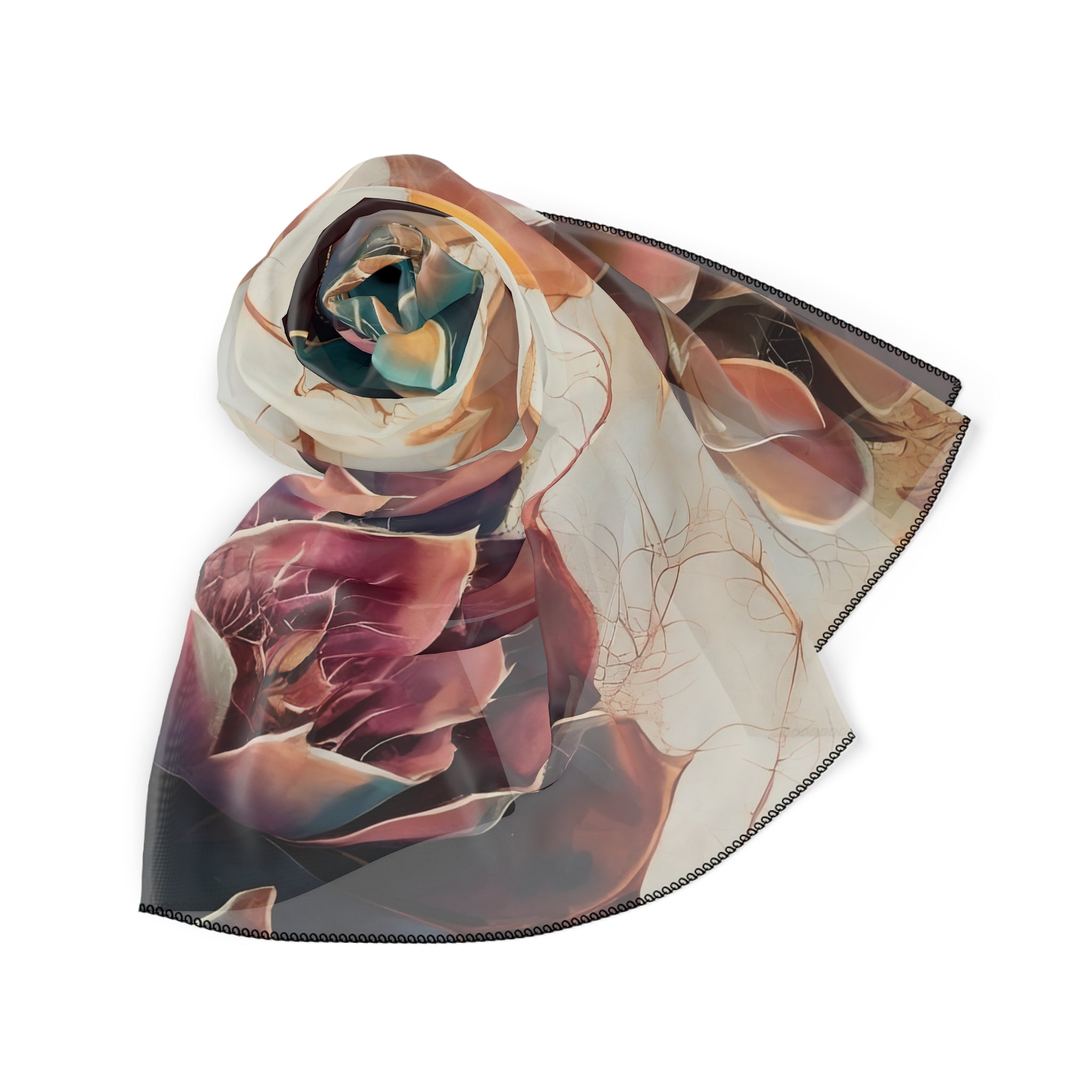 Vibrant Succulents Silk-Look Scarf — Soft Garden Print