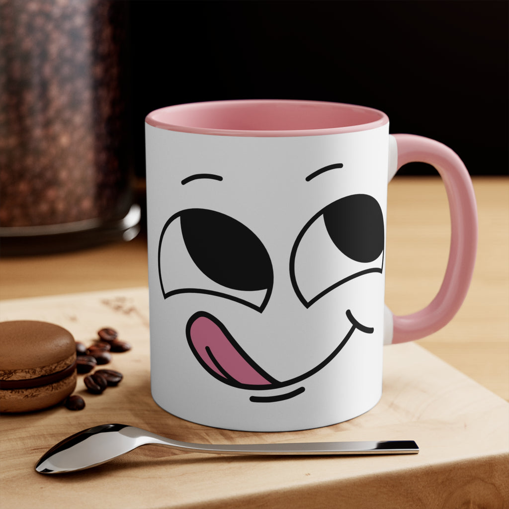 Quirky PINK Tongue Face Outline Accent Mug 11oz