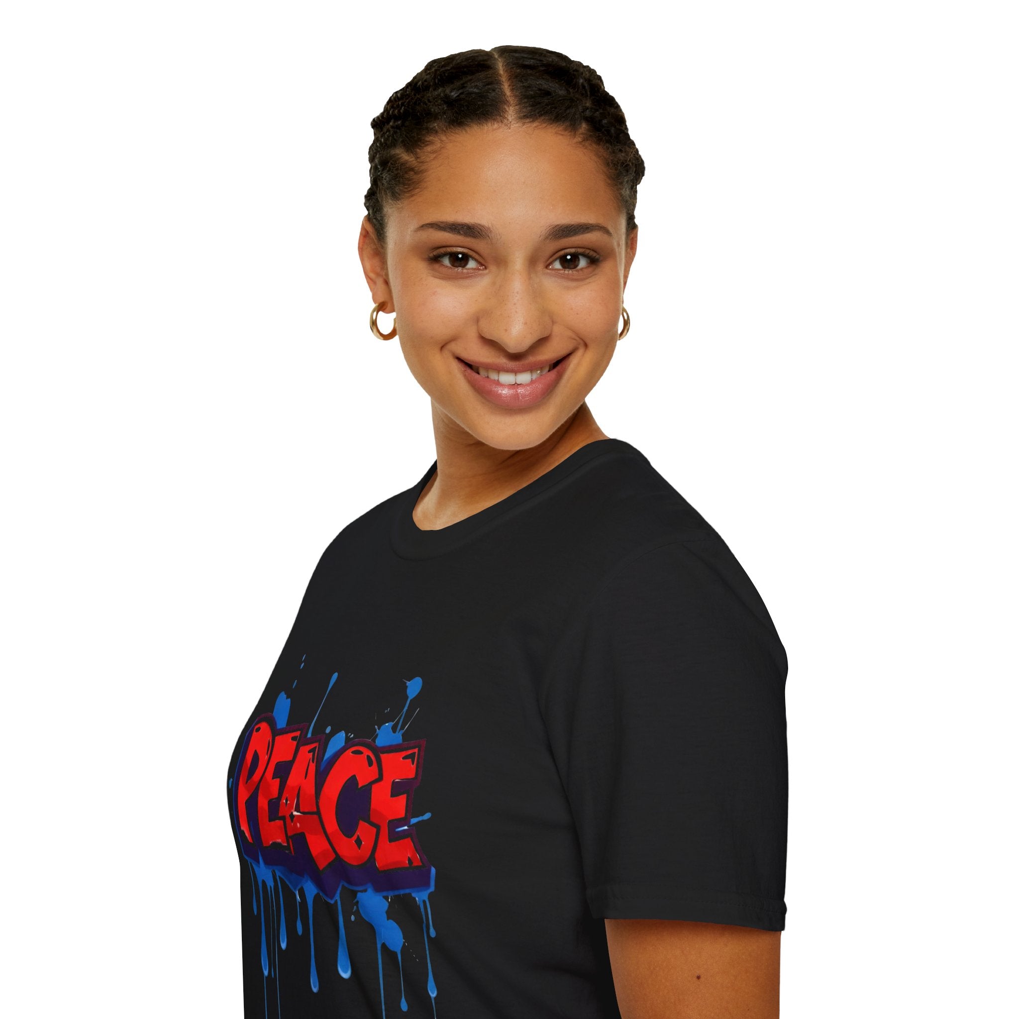 Red Peace Graffiti T-Shirt Ladies — Paint Drip Streetwear Tee