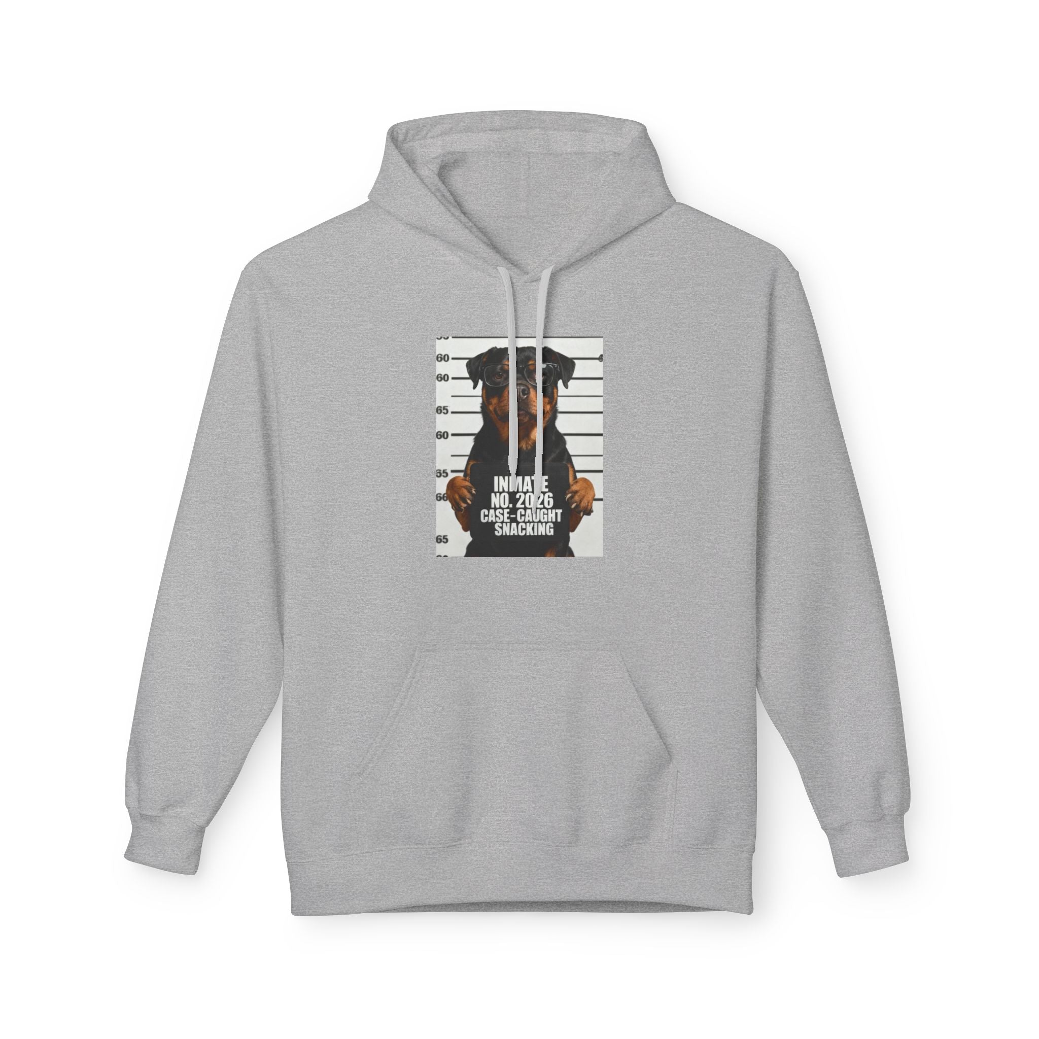 Sport grey hoodie with front rottweiler graphic print and small text