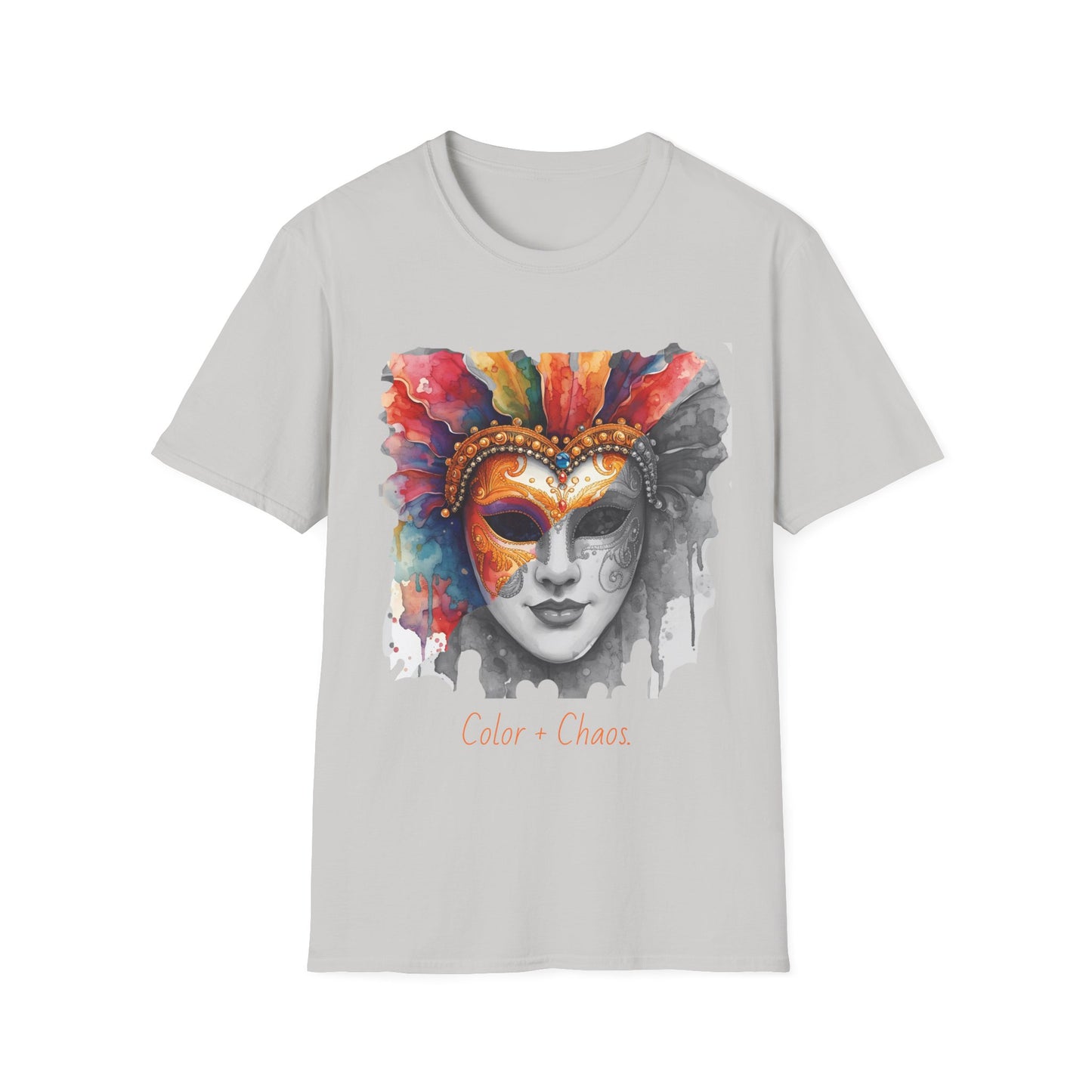 Masquerade Face T-Shirt — "Color + Chaos" Watercolor Mask Tee