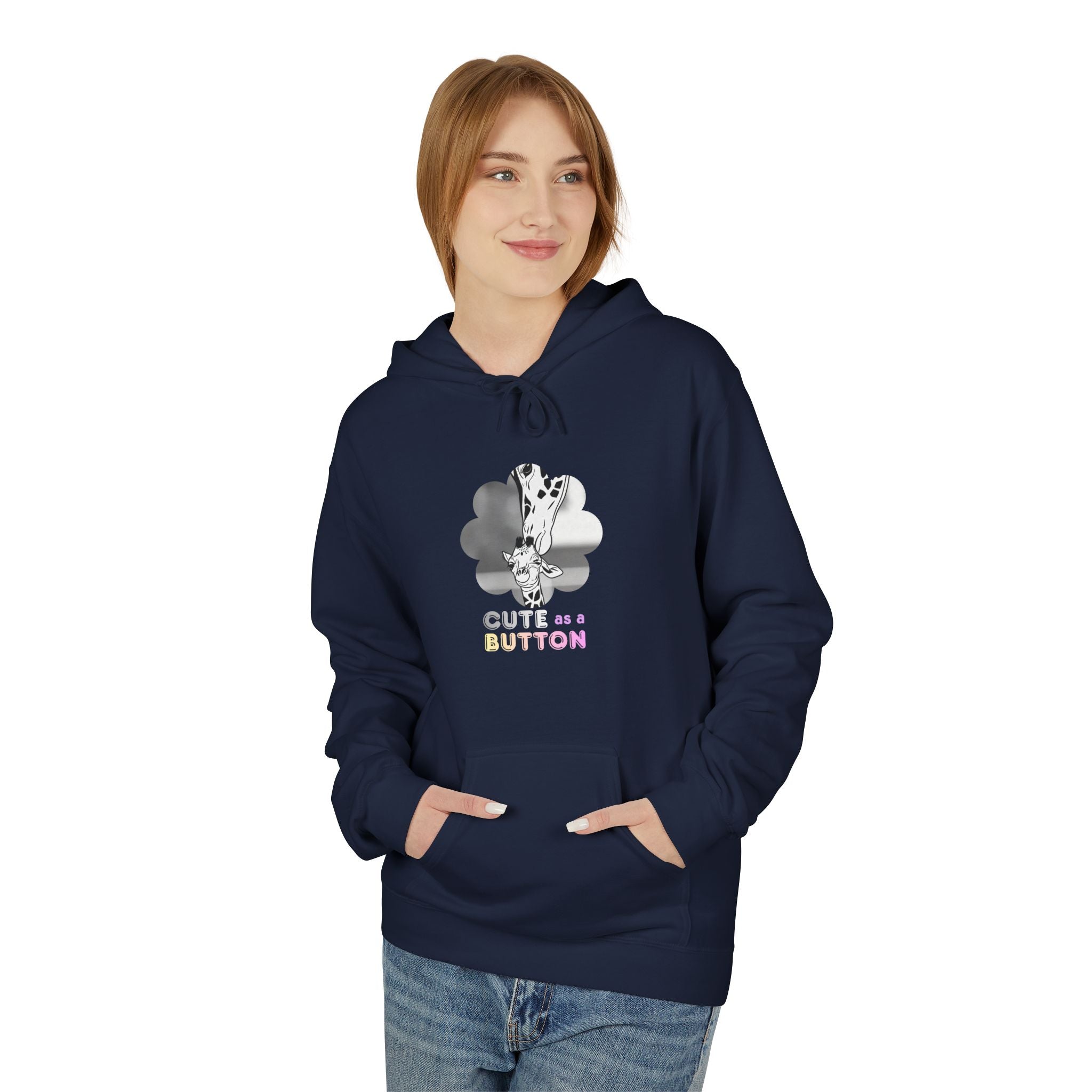 Cute as a Button Giraffe Graphic Hoodie