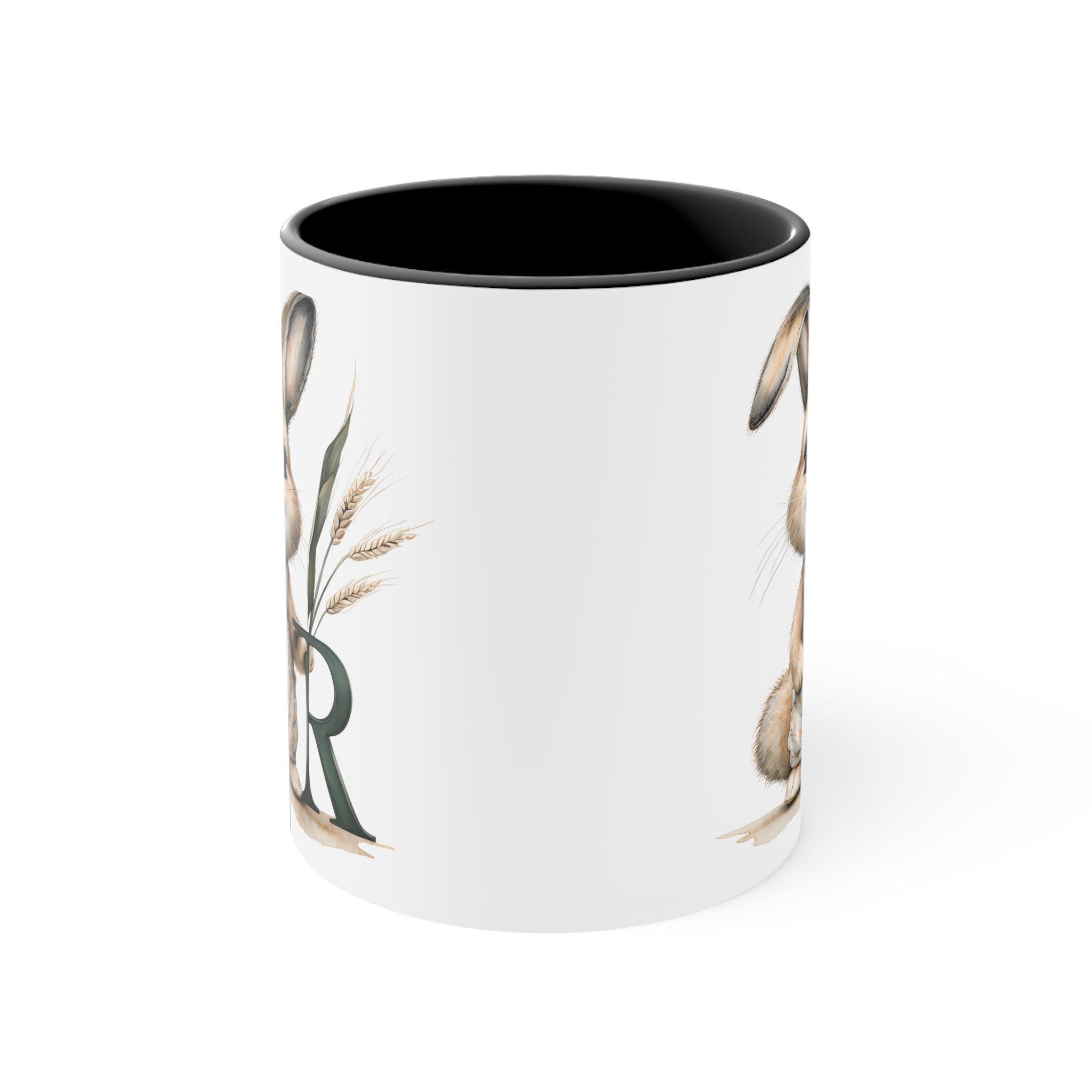 Whimsical Letter R Bunny Mug, Colorful Animal Coffee Cup for Easter, Cute Gift for Rabbit Lovers, Personalized Kitchen Decor, Fun Tea Mug