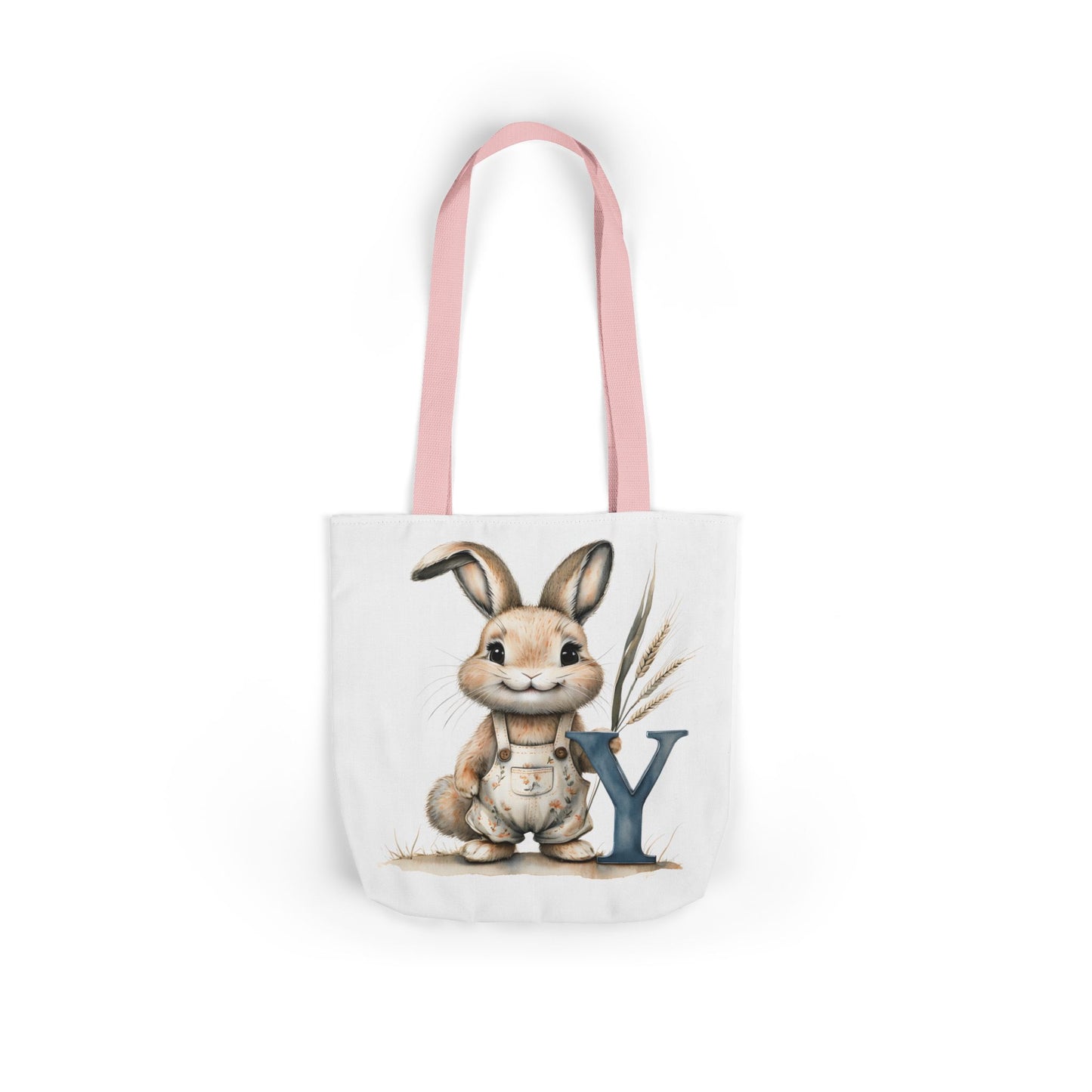 Cute Letter Y Rabbit Canvas Tote Bag, Farmhouse Décor, Easter Gift, Eco-Friendly Shopper, Spring Accessories, Animal Lover
