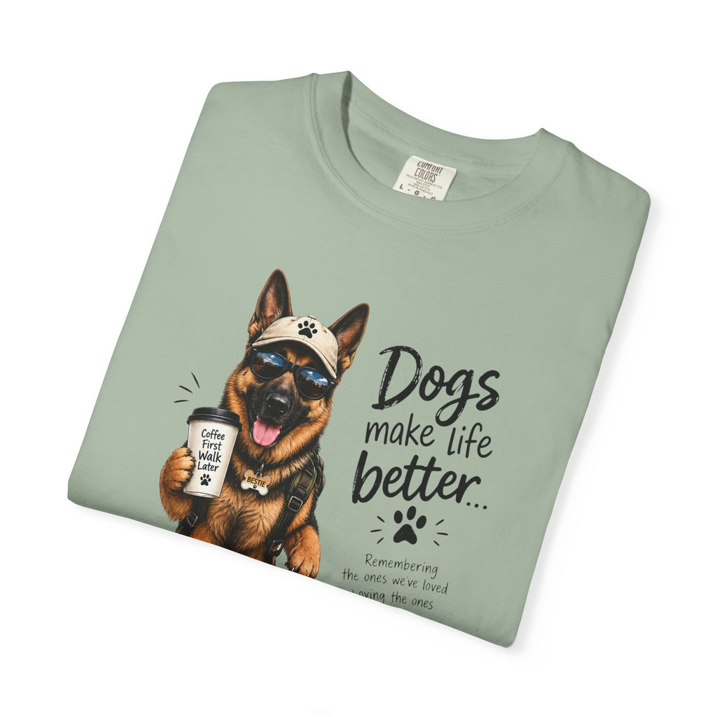 Dog Lovers German Shepherd T‑Shirt — "Dogs Make Life Better" Graphic Tee