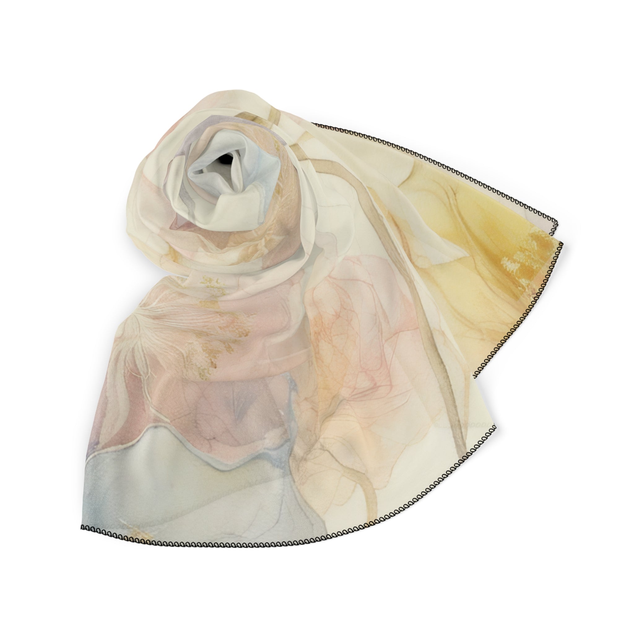 Pastel Floral Silk-Look Scarf — Soft Garden Print