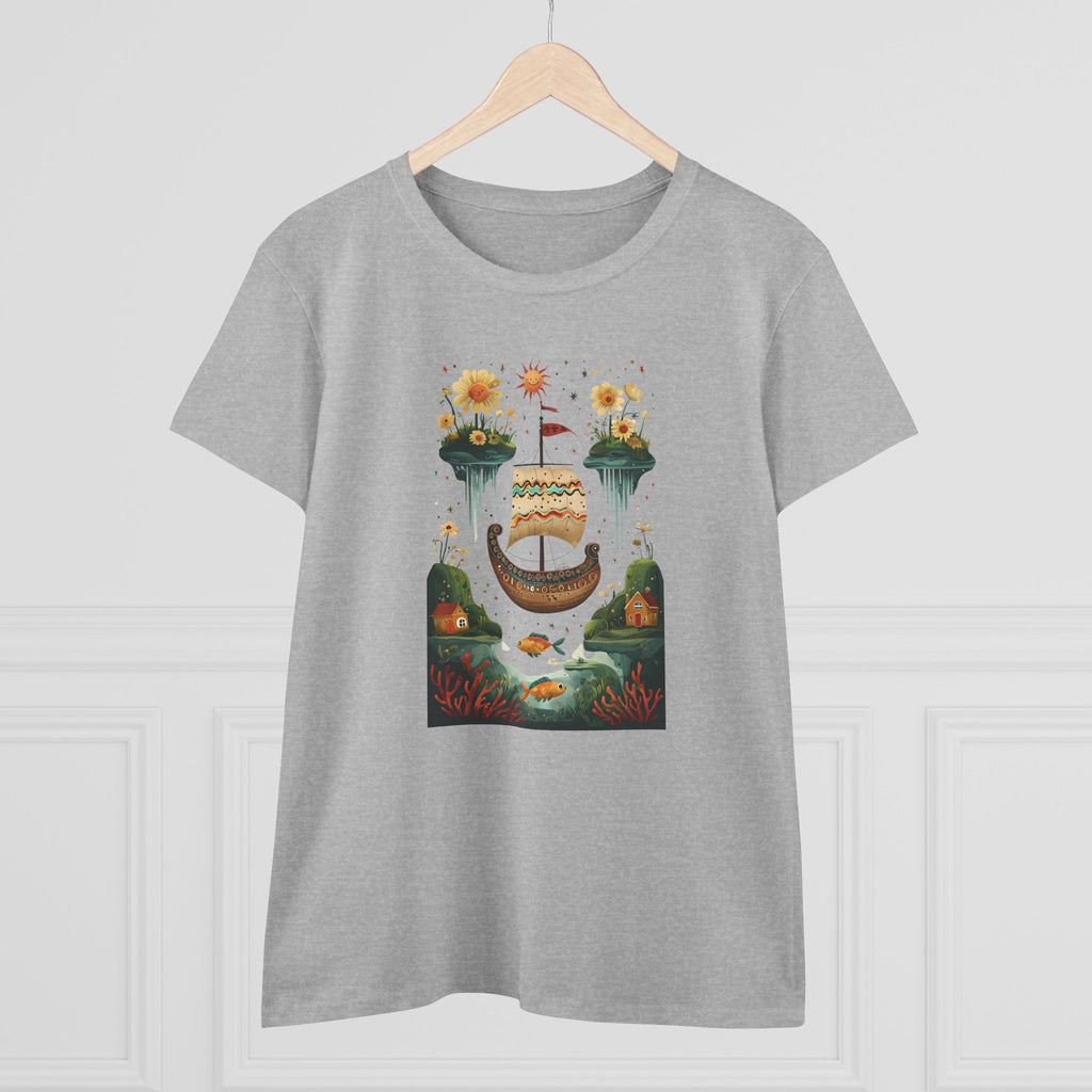 Dreamy Landscape Women's Cotton Tee, Casual Chic Top, Perfect for Daydreamers, Gifts for Her, Summer Style, Unique Art Tee