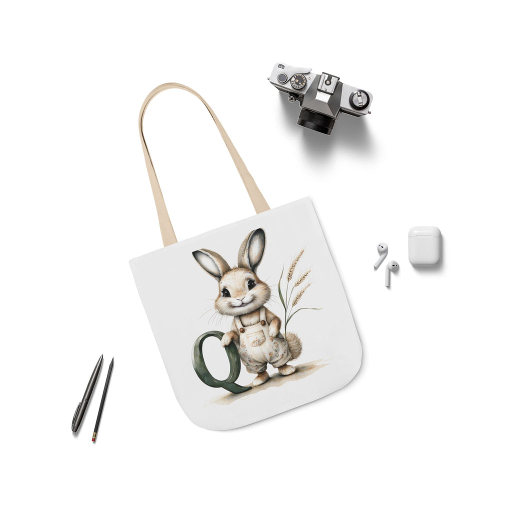 Cute Letter Q Rabbit Canvas Tote Bag - Eco-Friendly Shopping, Gift Bag, Farmer's Market, Kid's Lunch, Summer Fun