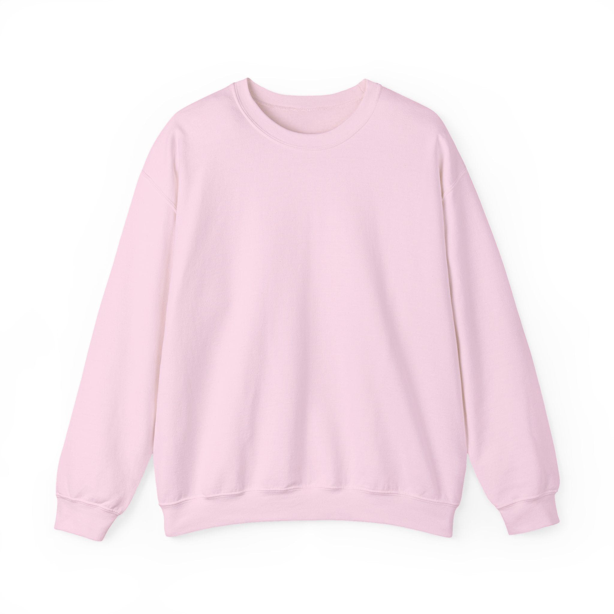 Light pink crewneck sweatshirt with long sleeves, plain front