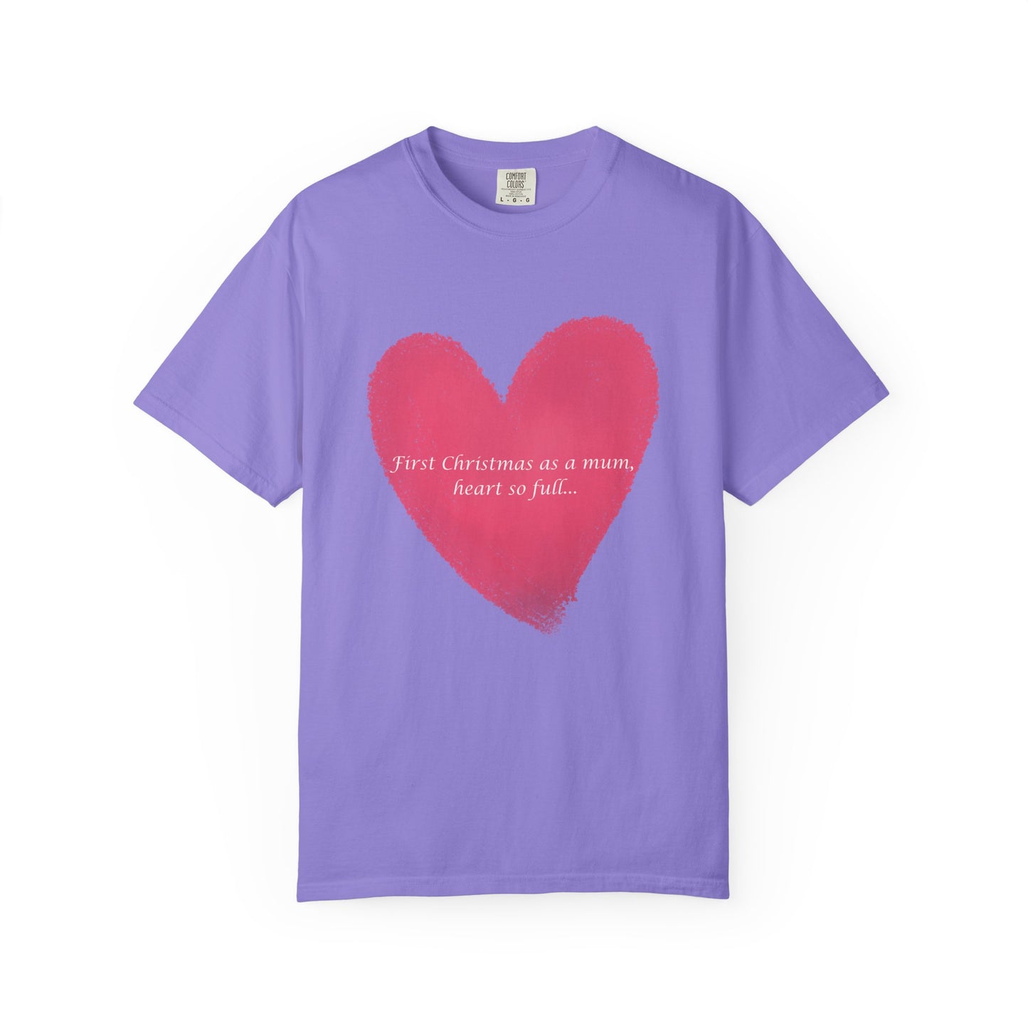 First Christmas as a Mum..Heart Brushstroke T‑Shirt — Pink Painted Heart Graphic Tee