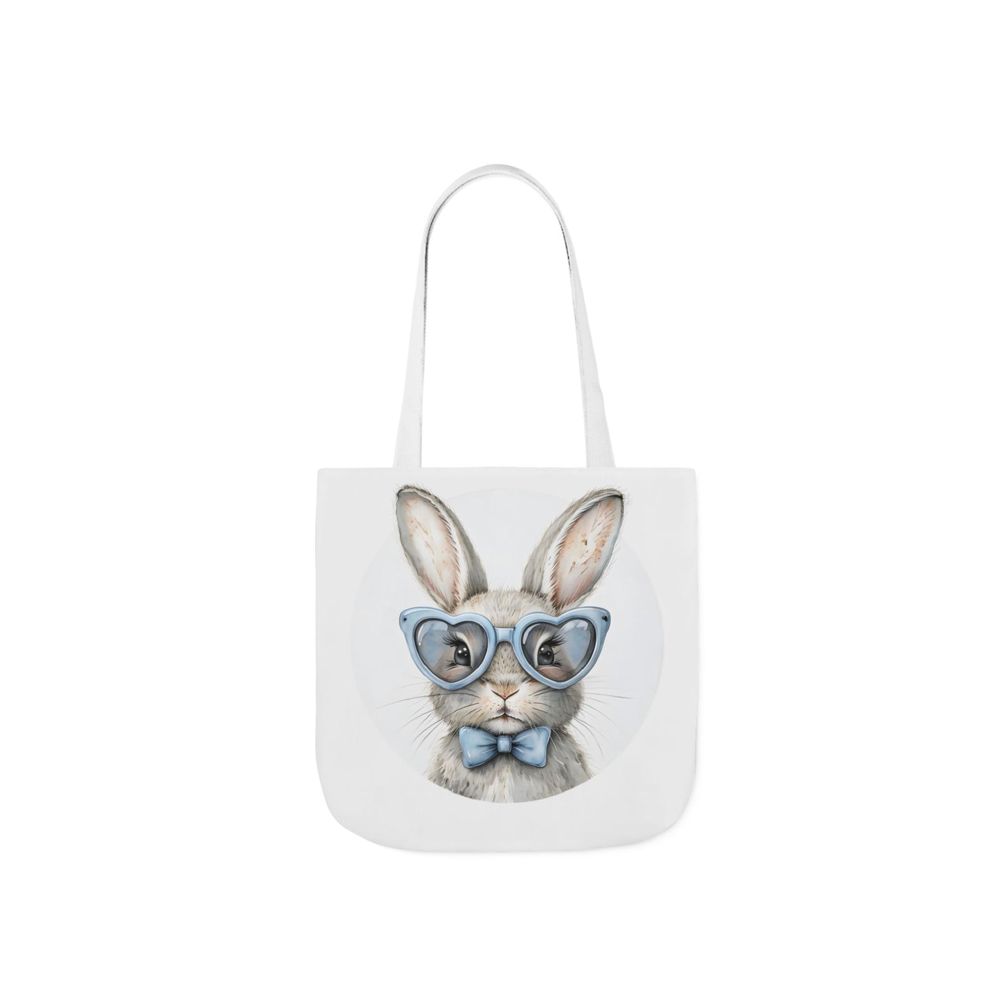Cute Double Sided Bunny Canvas Tote Bag, Eco-Friendly Shopping Bag, Easter Gift, Spring Style Tote, Bunny Lover's Tote, 3-Color Straps