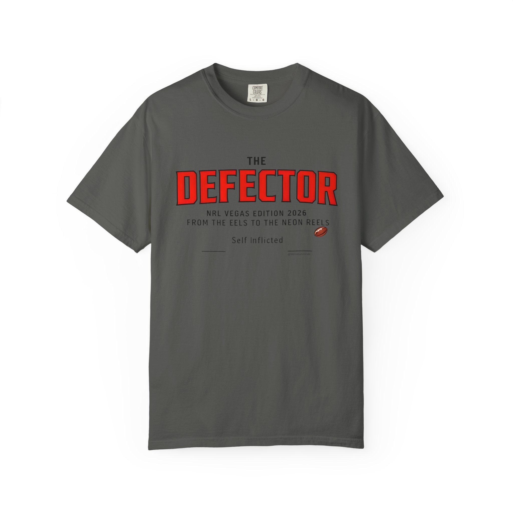 The Defector  "Brown" - NRL Vegas Edition 2026  Graphic T-Shirt — 'The Defector - NRL Vegas Edition 2026' Sports Humour Tee with Definition Print