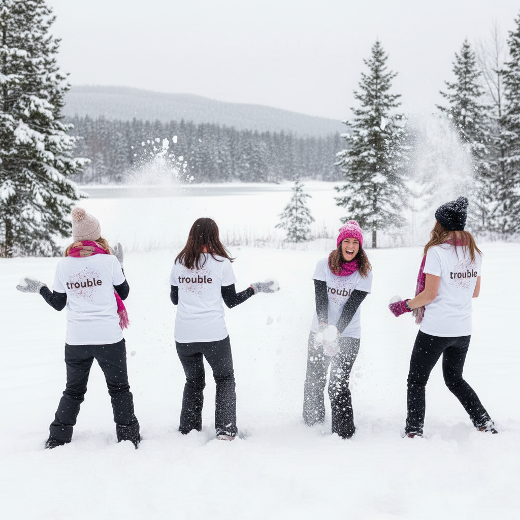 Angel (front) / Trouble (back) Women's Tee — Playful Contrast Graphic Shirt