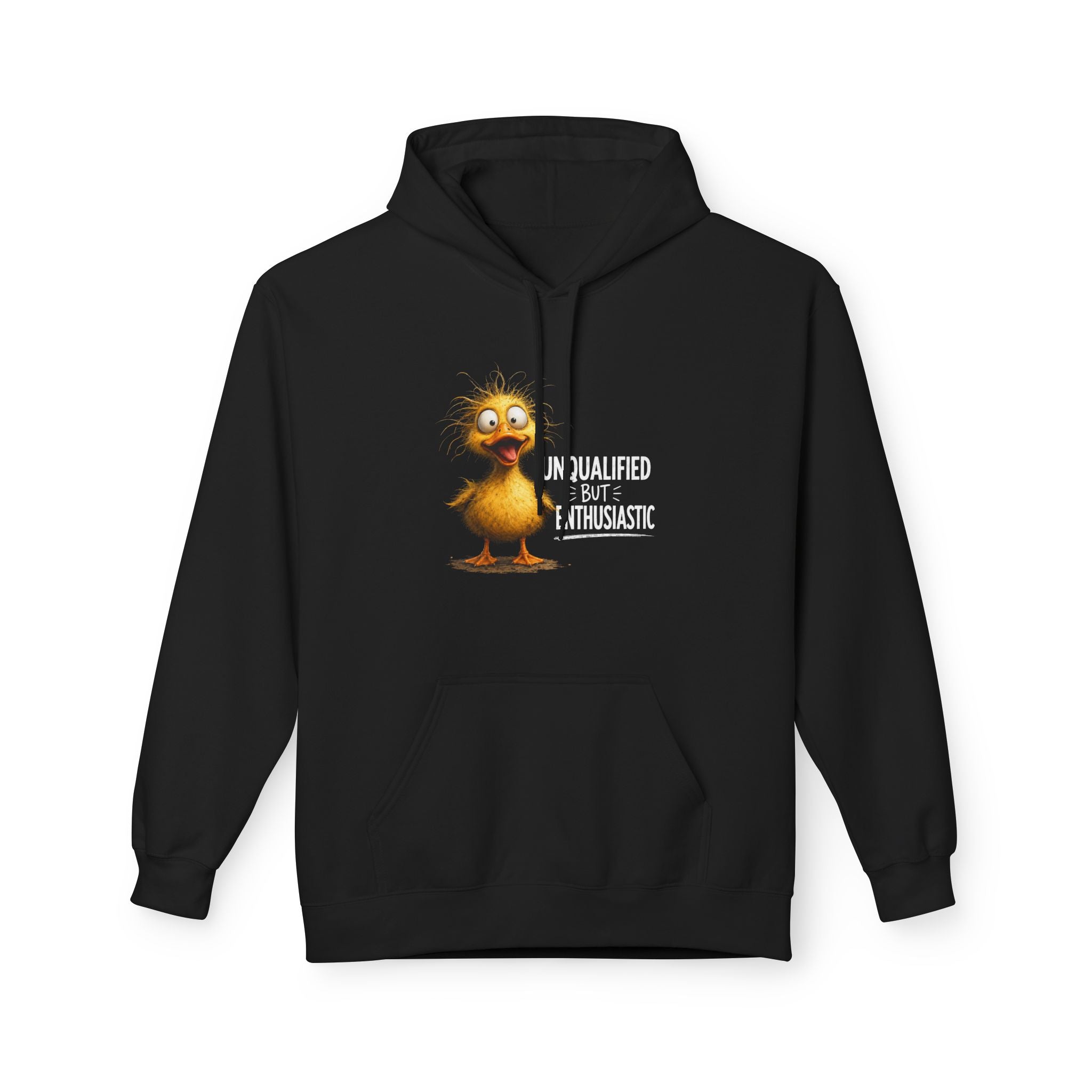 Black duck graphic hoodie with front pocket and kangaroo hood