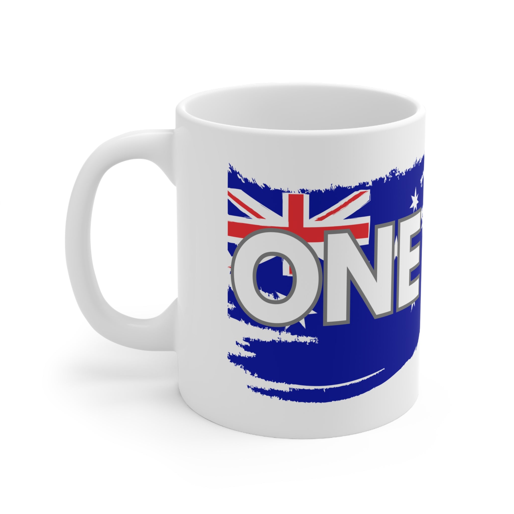 Australia ONE Torn Flag Map Unity White Ceramic Coffee Mug — 11oz