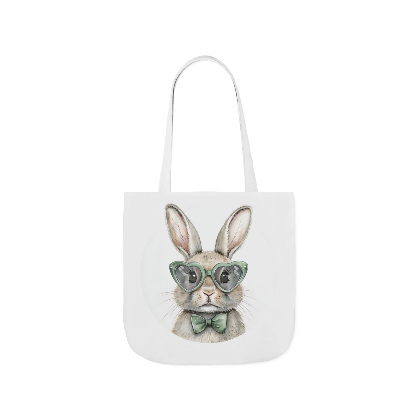Playful Double Sided Bunny Canvas Tote Bag with 5-Color Straps, Eco-Friendly, Spring Gift, Perfect for Easter, Cute Animal Lover Bag
