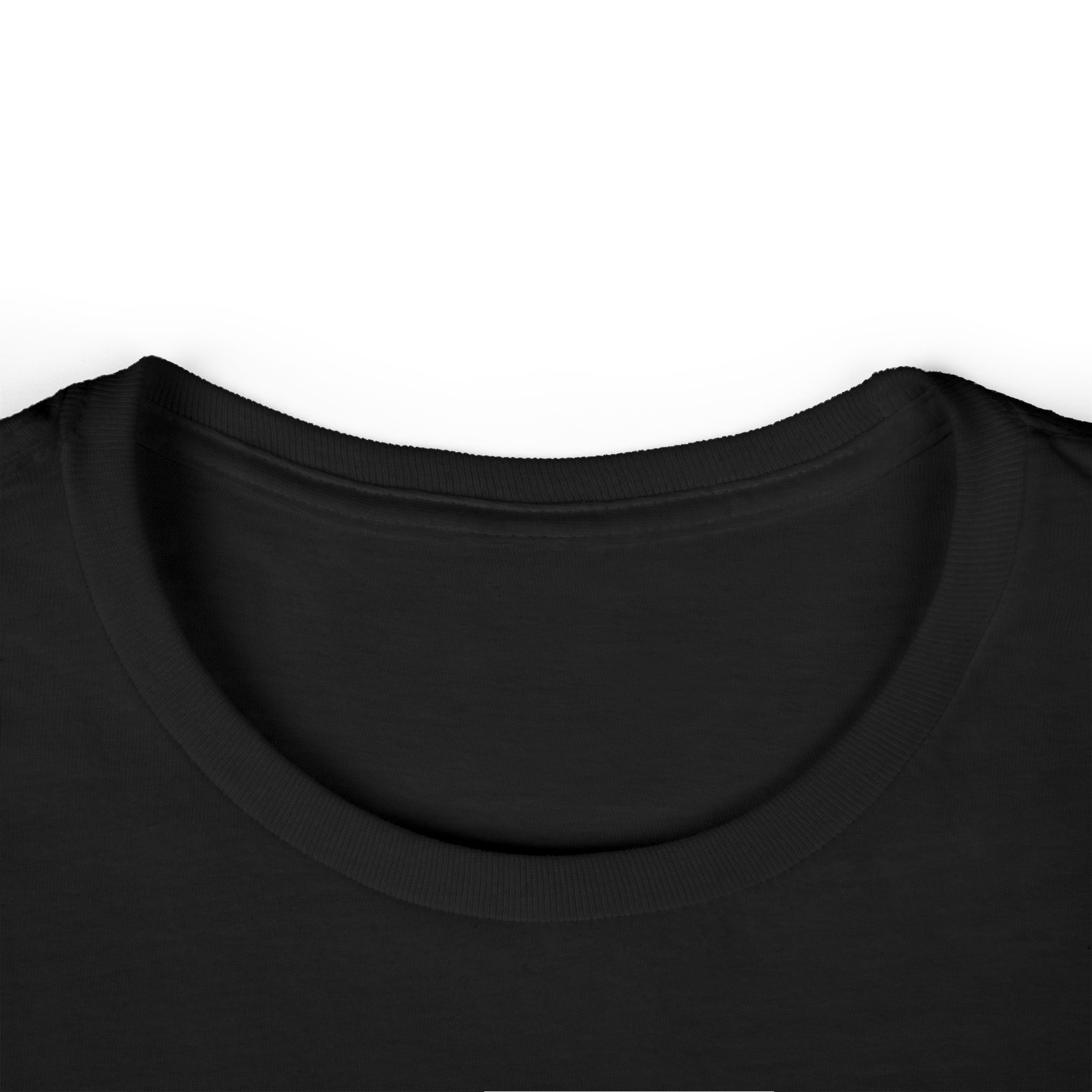 Women’s black crew-neck tee with ribbed collar