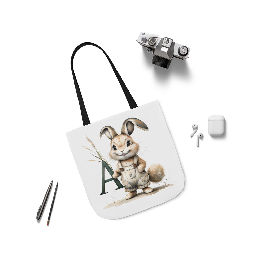 Charming Letter A Rabbit Canvas Tote Bag, Eco-Friendly Shopping, Gift for Animal Lovers, Cute Eco Tote