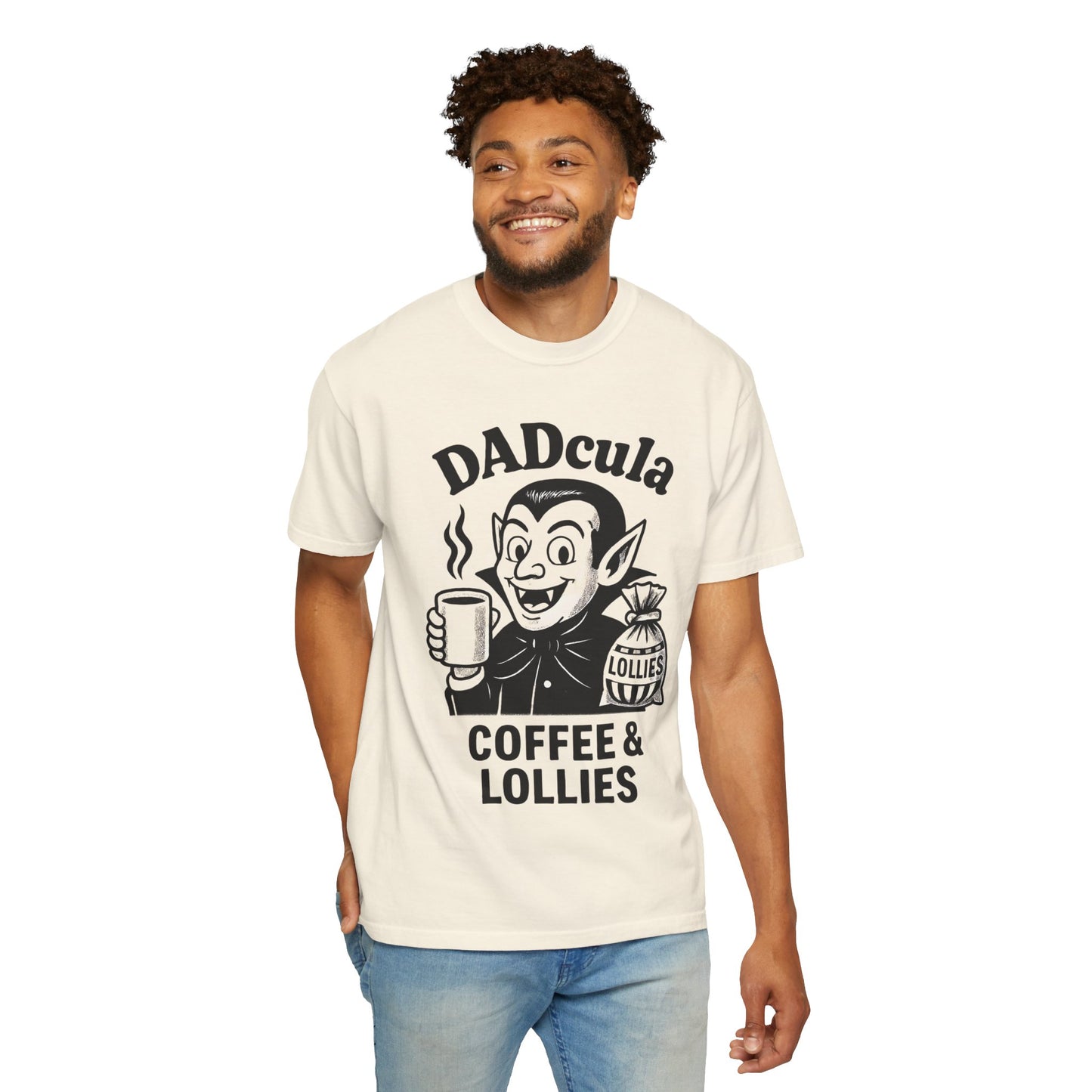 Coffee & Lollies Dad T-Shirt | Gift for Dad | Fun Tee for Father’s Day, Halloween, Parenting Humor, Unisex Cotton Shirt