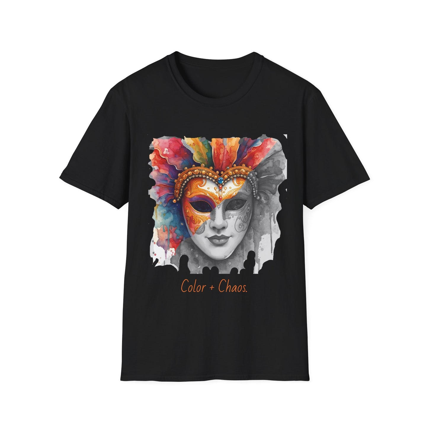 Masquerade Face T-Shirt — "Color + Chaos" Watercolor Mask Tee