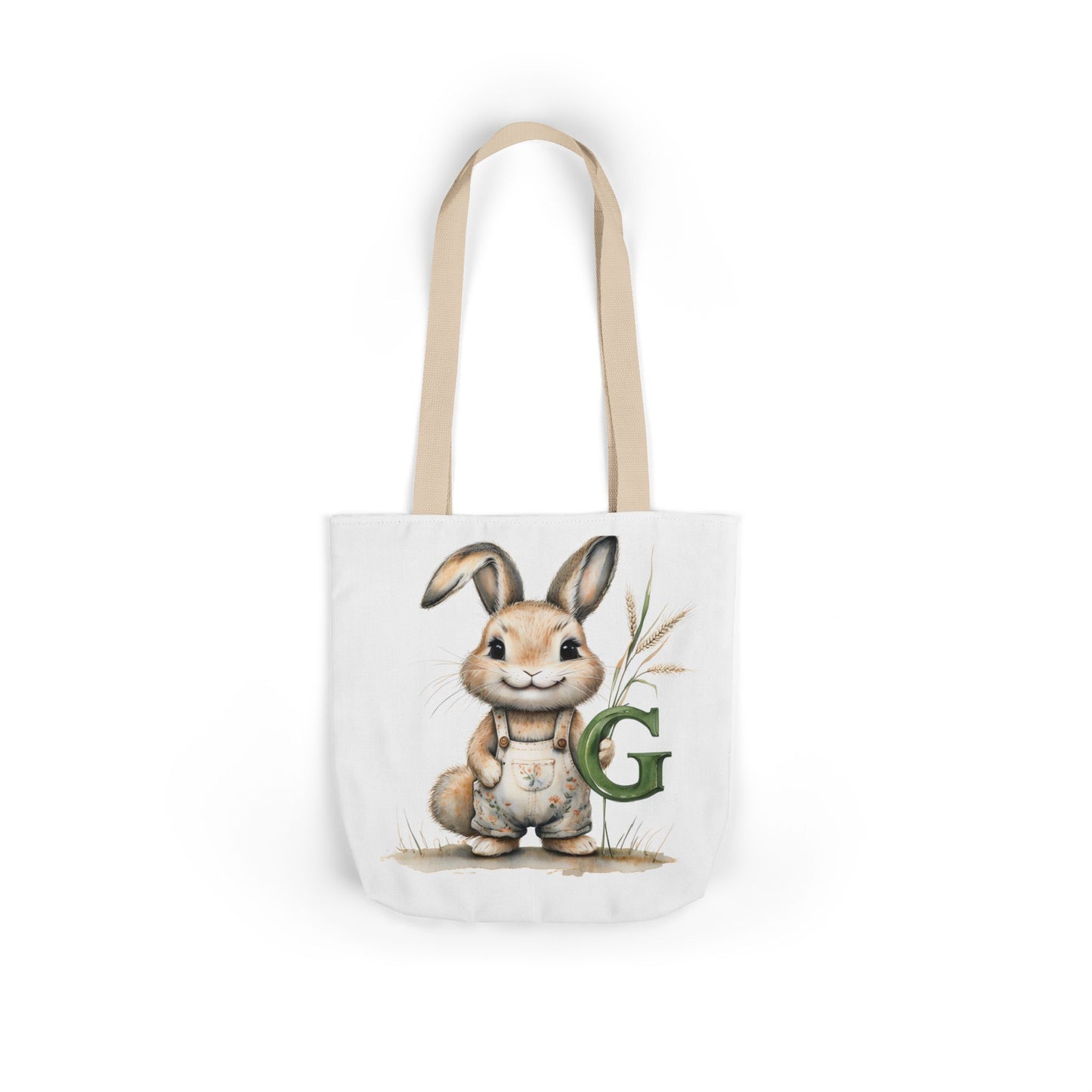 Adorable Letter G Bunny Canvas Tote Bag, Cute Spring Bag, Easter Gift, Eco-Friendly Storage Bag, Picnic Tote, Everyday Use
