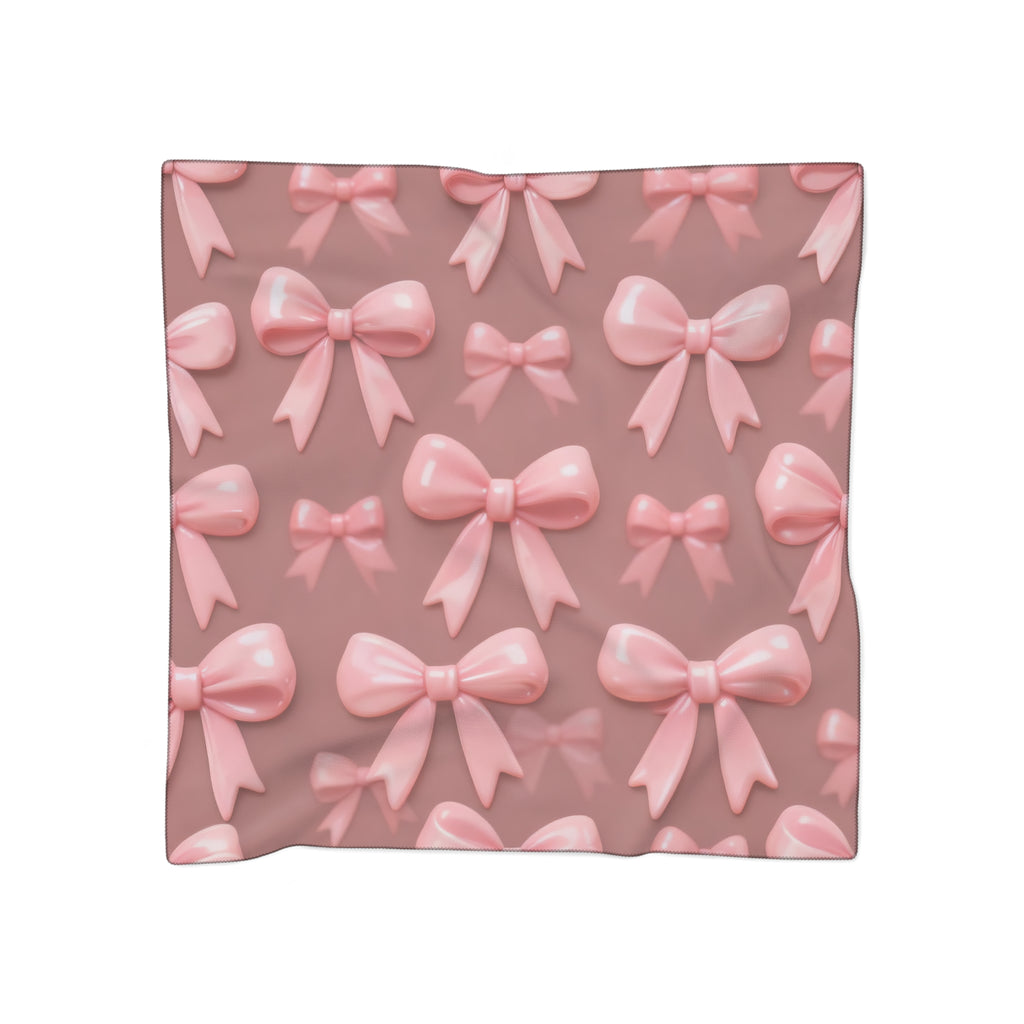 Pink Bow Print Silk-Look Scarf — Pink Bow Tie Design