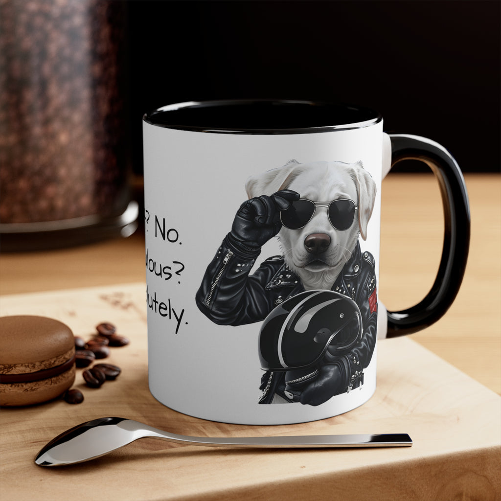 Labrador in a Motorbike Outfit Accent Mug I Feel the Need for Treats Fun Pet Lover Gift for Dog Moms & Dads