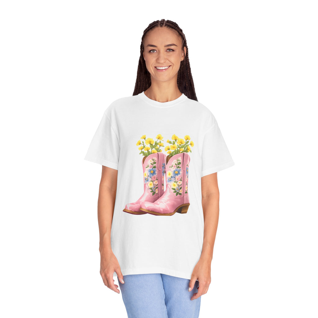 Walk A Mile Smiling T-Shirt – Cowboy Boot Graphic Tee