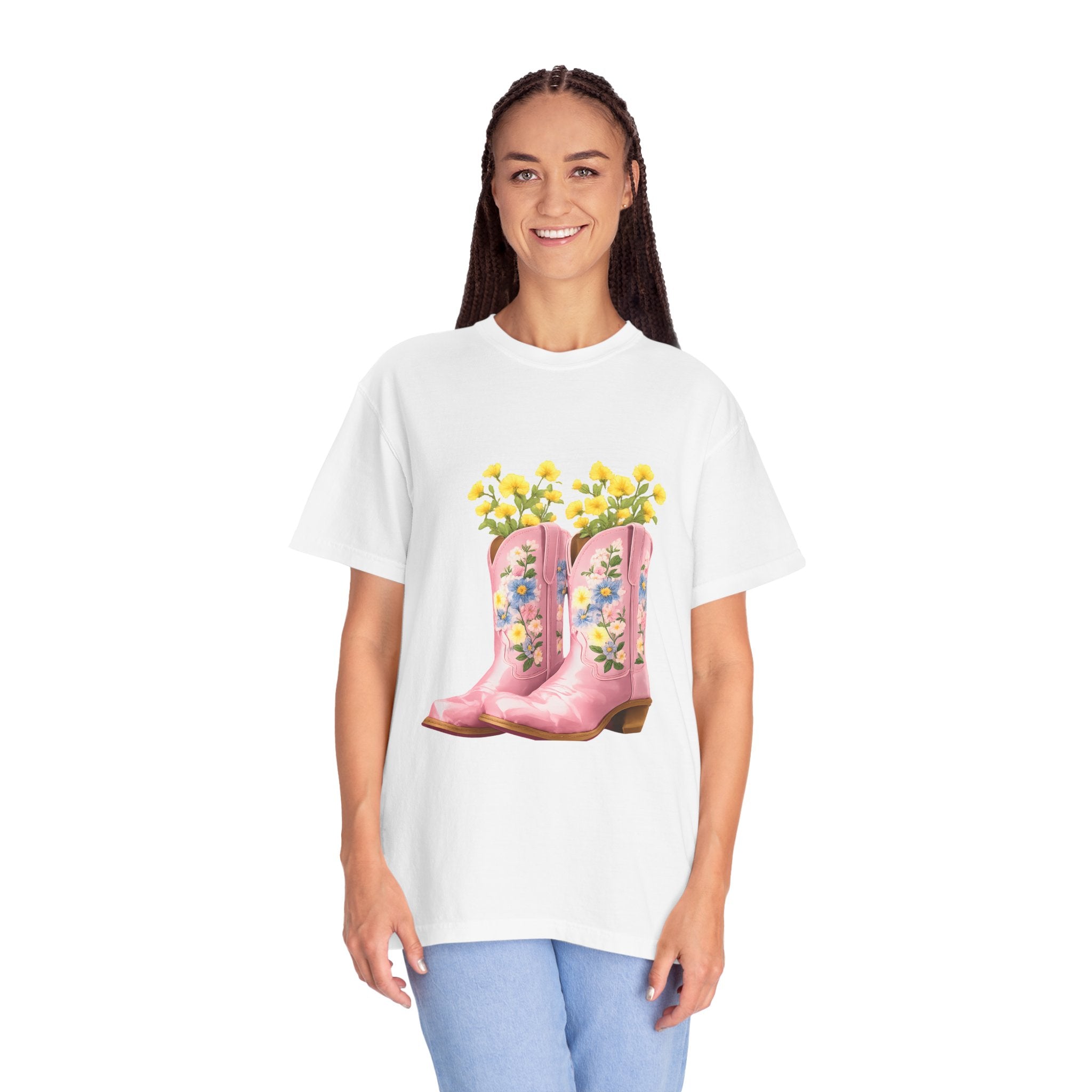 Walk A Mile Smiling T-Shirt – Cowboy Boot Graphic Tee