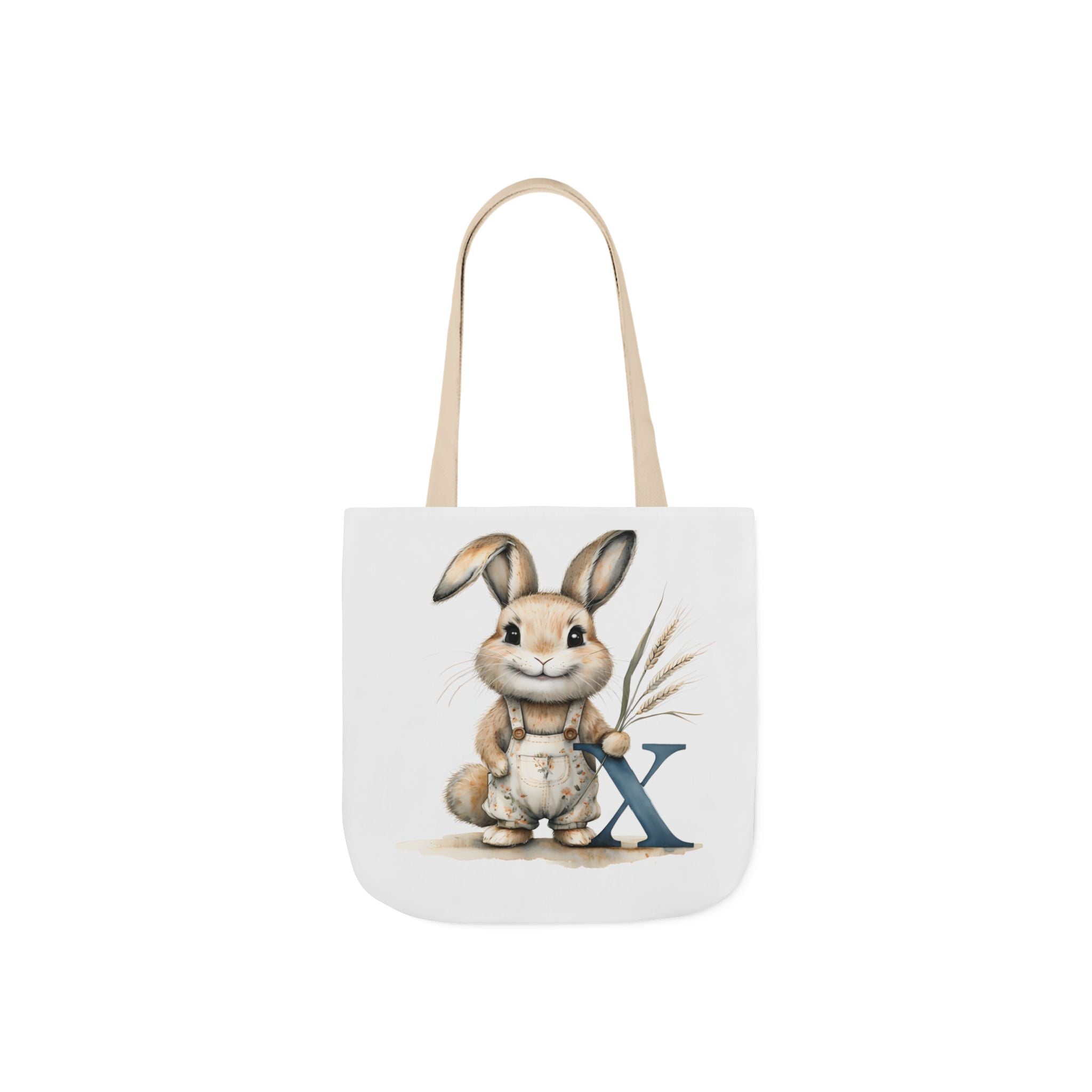 Cute Letter X Bunny Canvas Tote Bag with 5-Colour Straps, Ideal for Spring, Easter Gifts, Eco-Friendly Shopping, Animal Lovers, Cute Designs