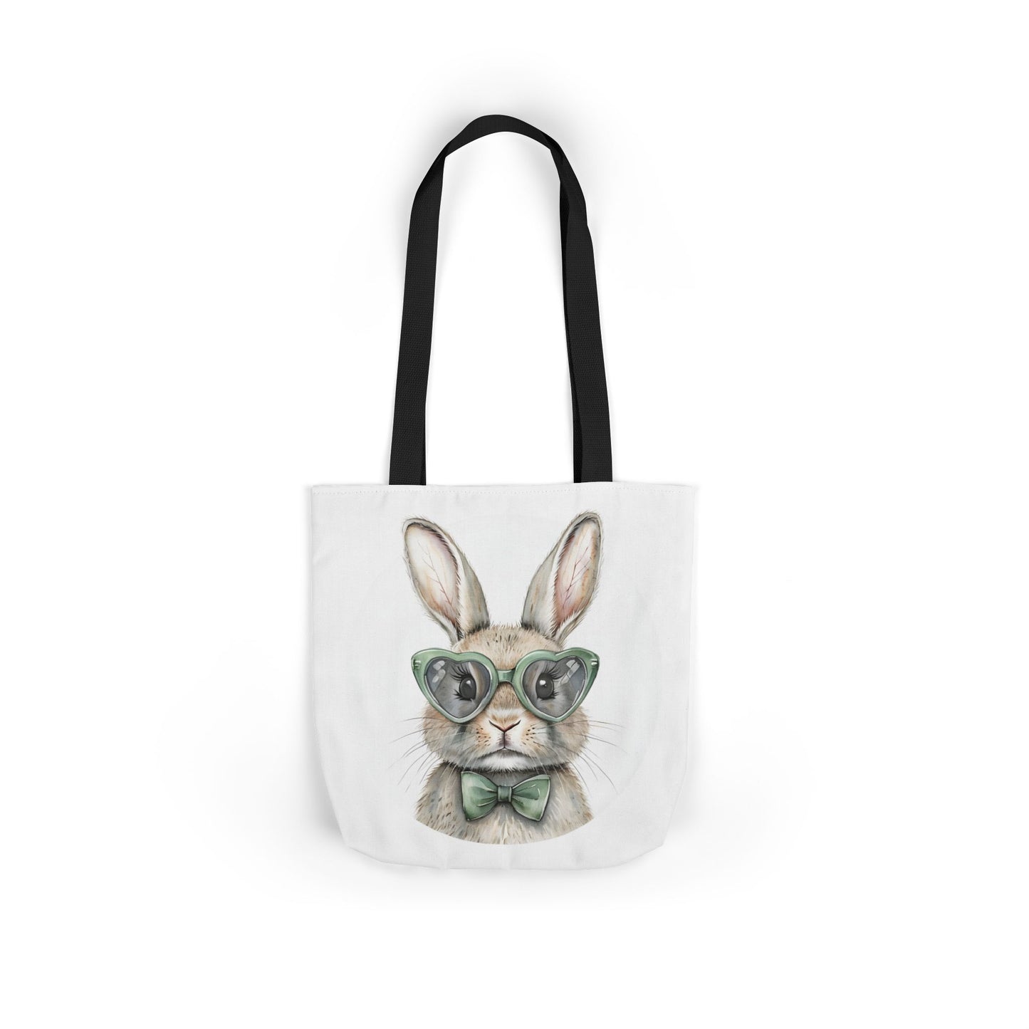 Playful Double Sided Bunny Canvas Tote Bag with 5-Color Straps, Eco-Friendly, Spring Gift, Perfect for Easter, Cute Animal Lover Bag