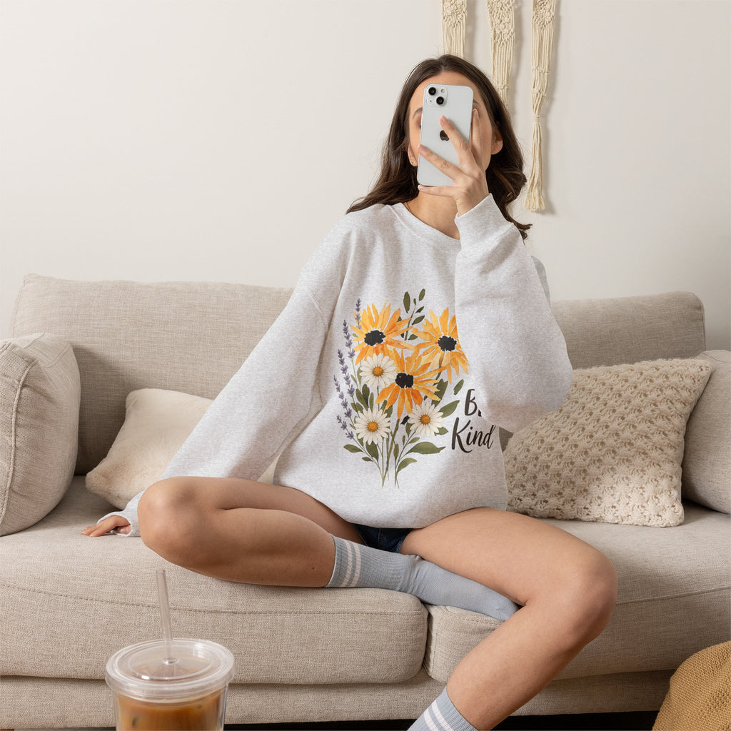 Bee Kind Floral Sweatshirt – Sunflower Bouquet Crewneck