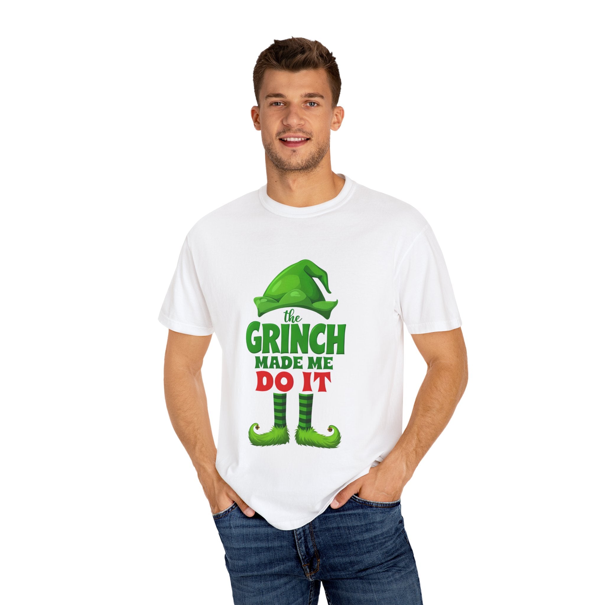 Unisex white t-shirt with green Grinch graphic and red DO IT text