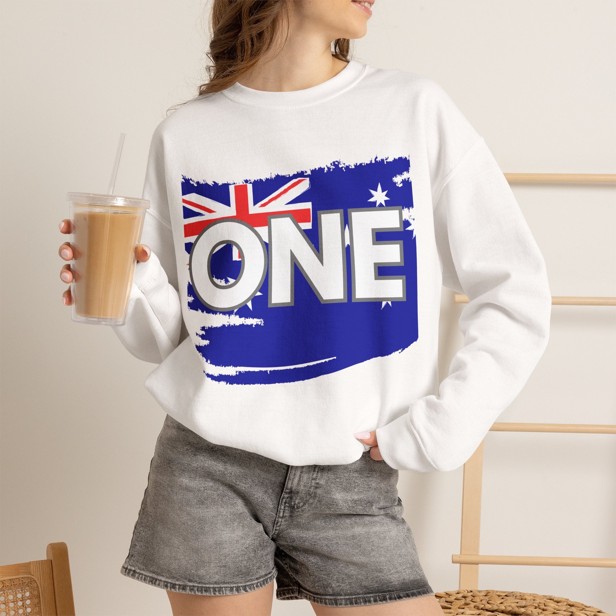 Australia ONE Torn Flag Crewneck Unity Sweatshirt – Patriotic Aussie Map Design
